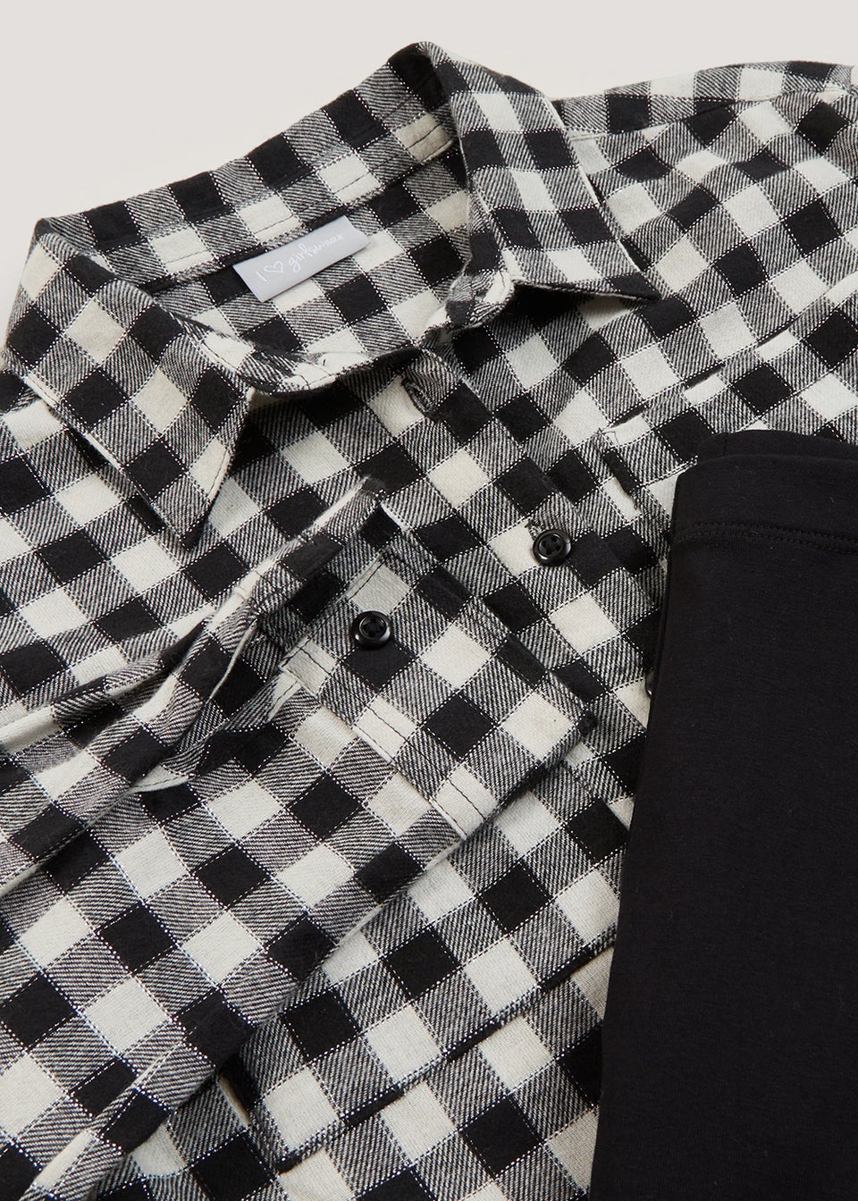 Girls Black Check Shirt Leggings Set 4 13yrs Matalan