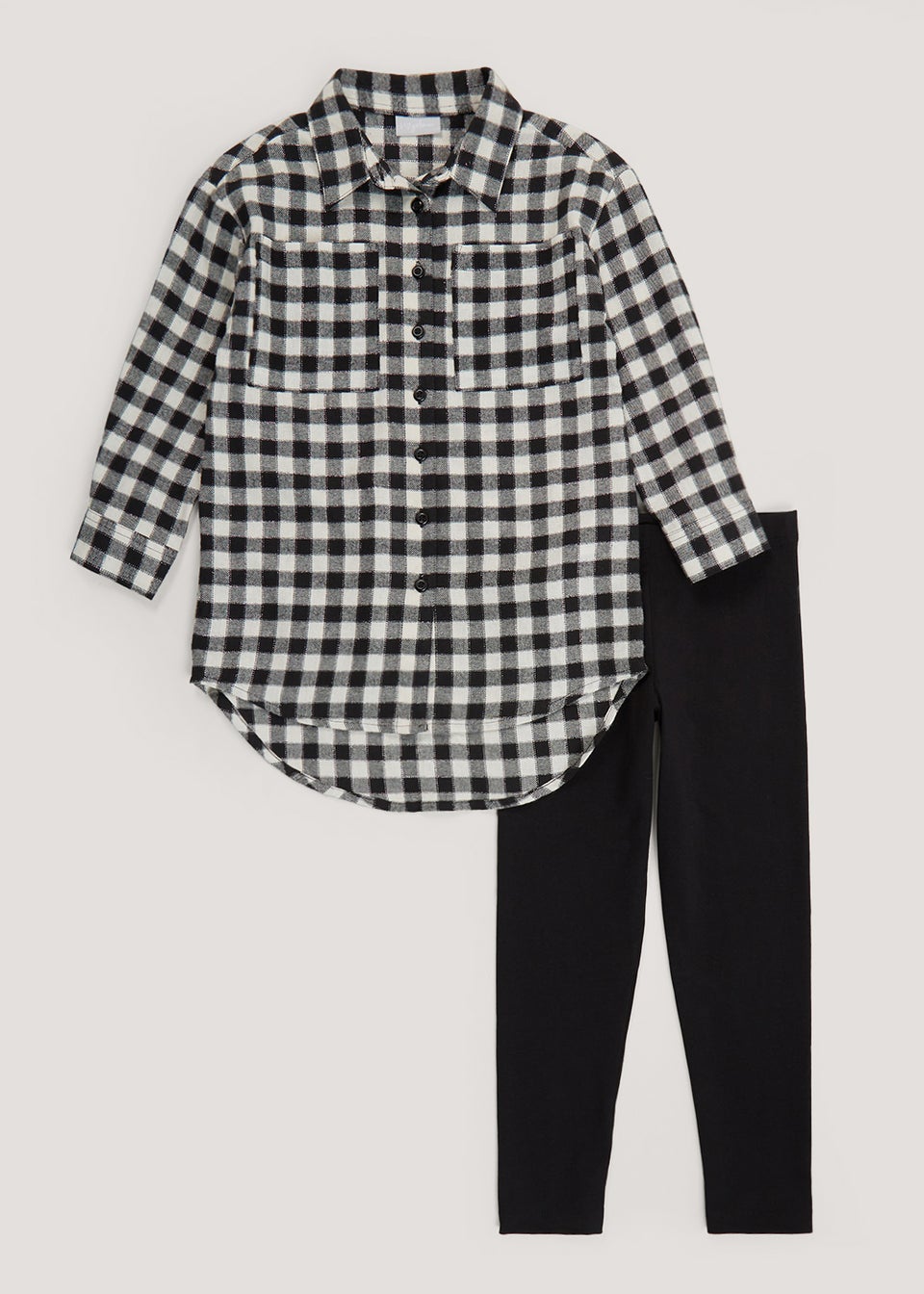 Girls Black Check Shirt Leggings Set 4 13yrs Matalan