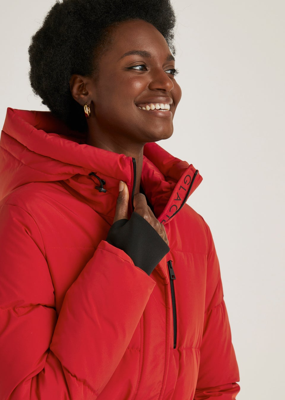 Red belted outlet jacket
