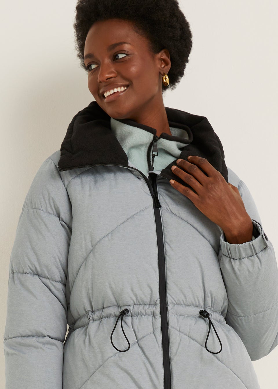 Womens grey funnel neck coat discount