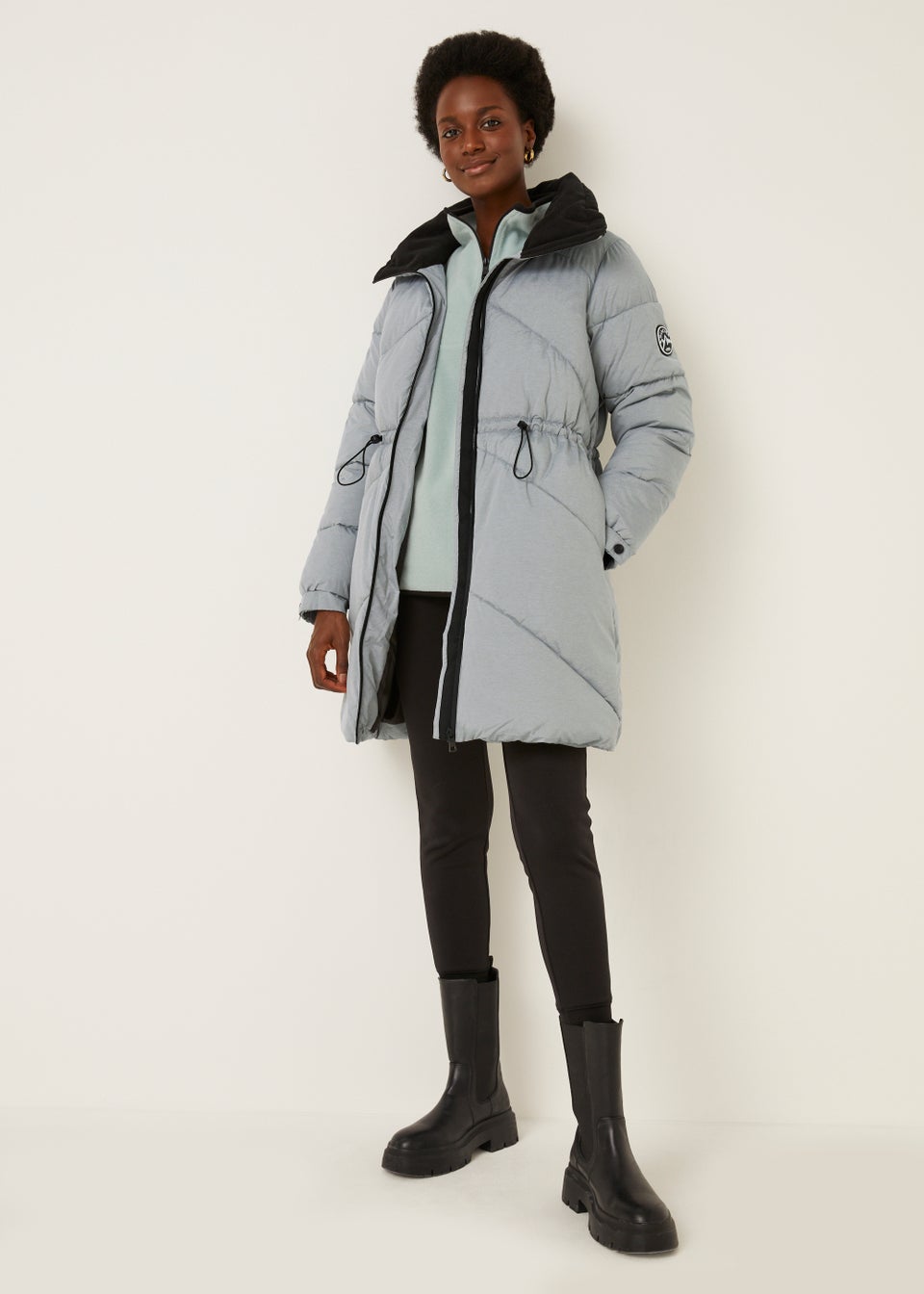Grey Funnel Neck Coat Matalan