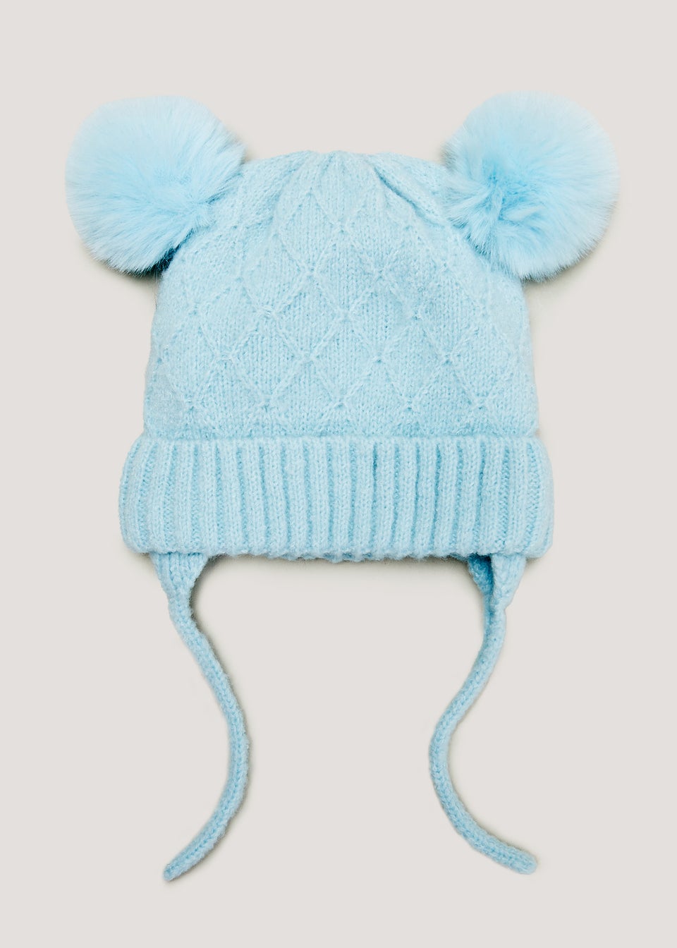 Blue Diamond Knit Baby Trapper Hat (Newborn-24mths)