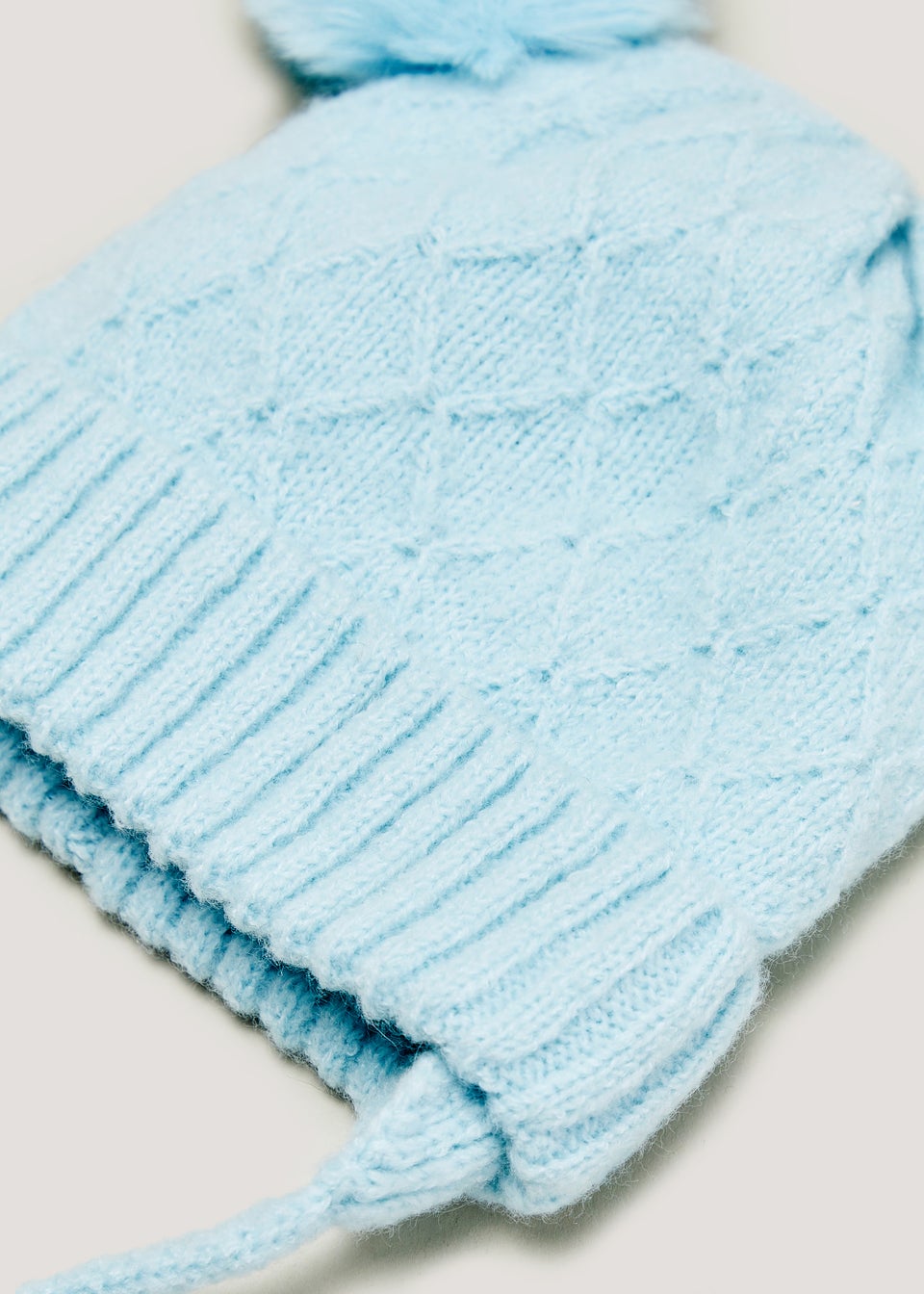 Blue Diamond Knit Baby Trapper Hat (Newborn-24mths)