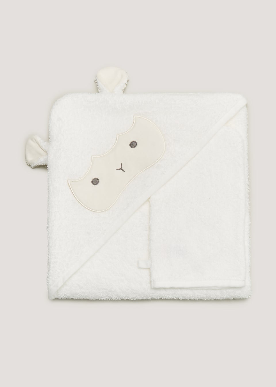 Cream Sheep Hooded Towel & Wash Mitt Set (One Size)