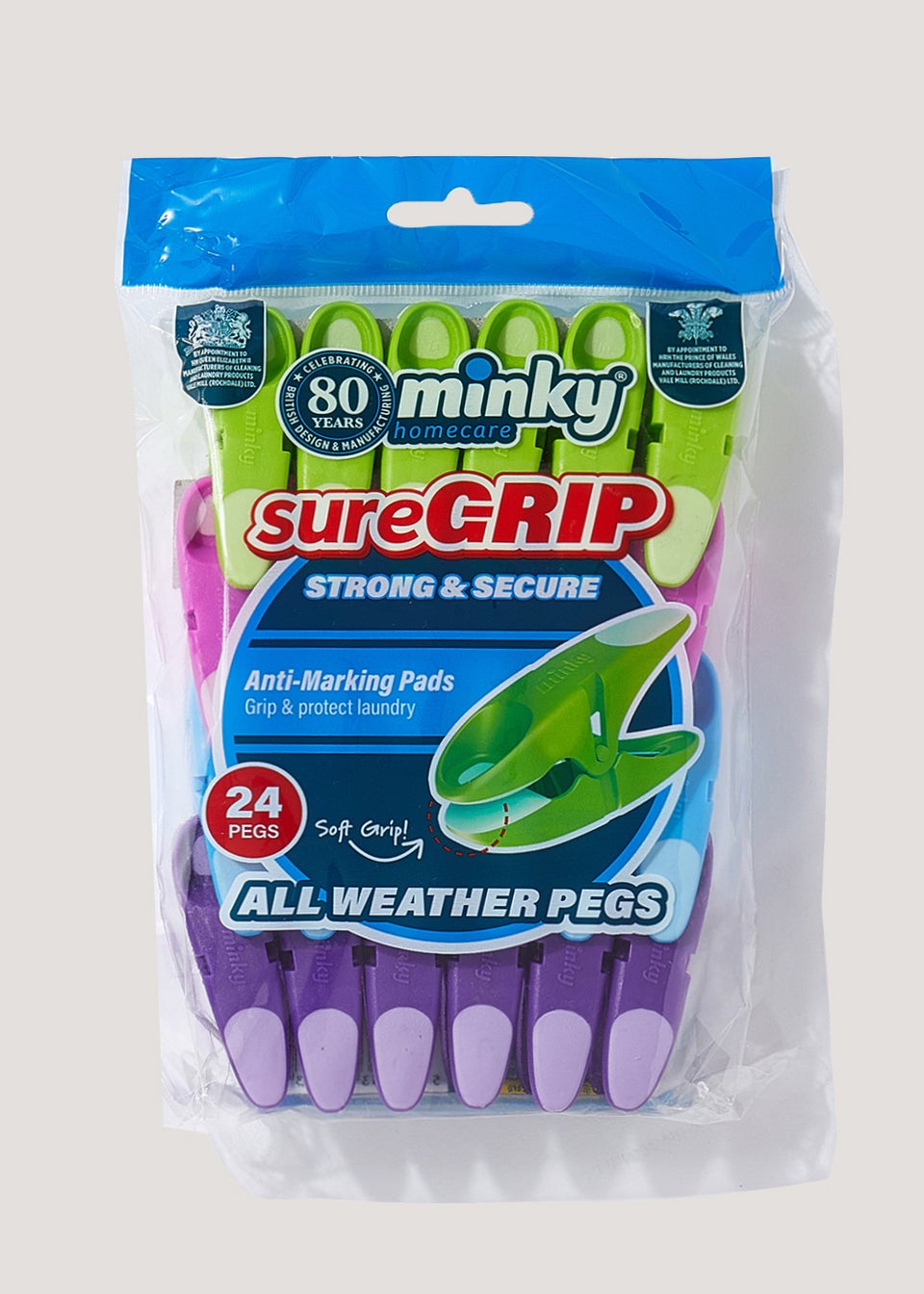 Minky 24 Pack Soft Grip Pegs