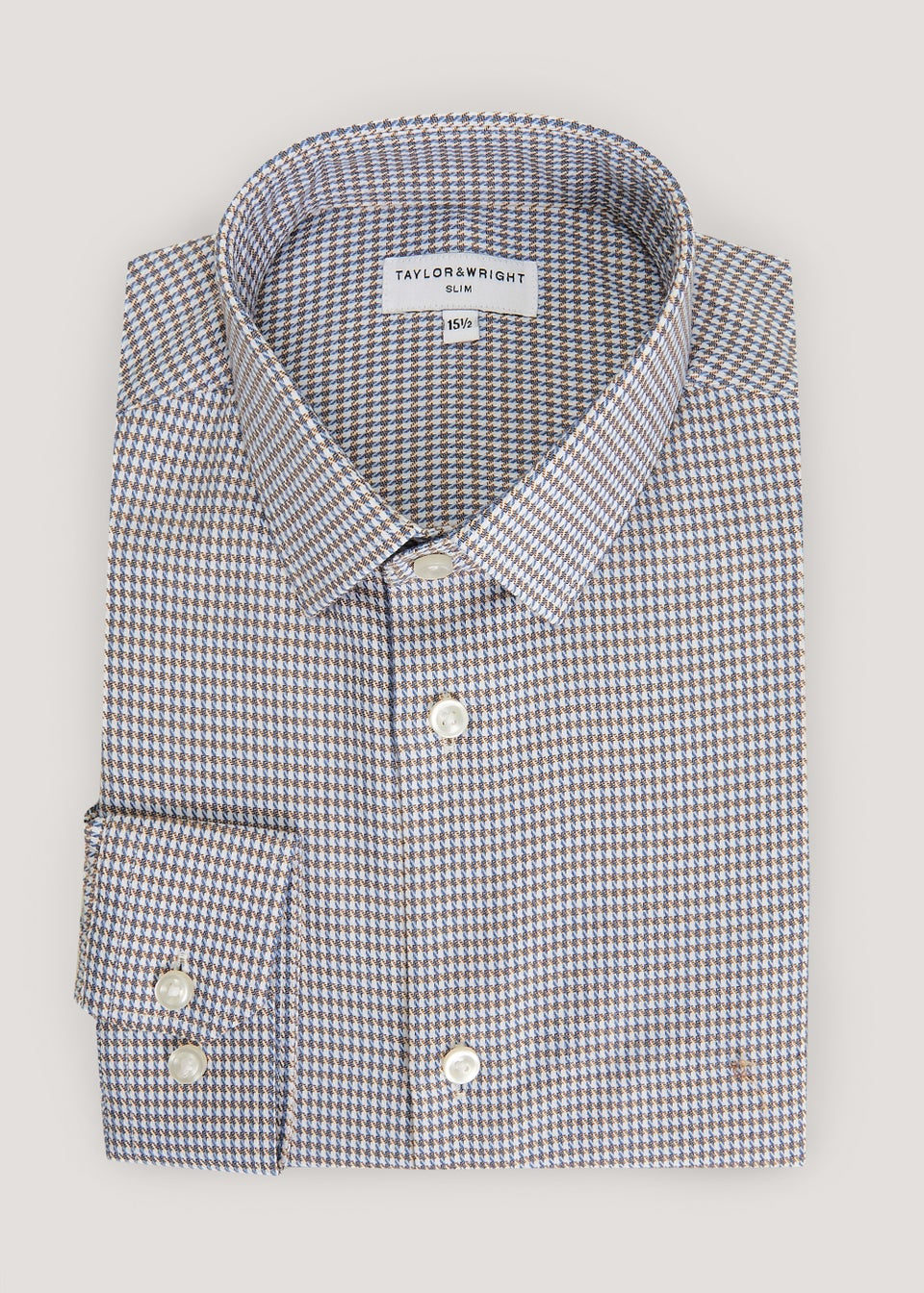 Taylor & Wright Navy Puppytooth Slim Fit Shirt
