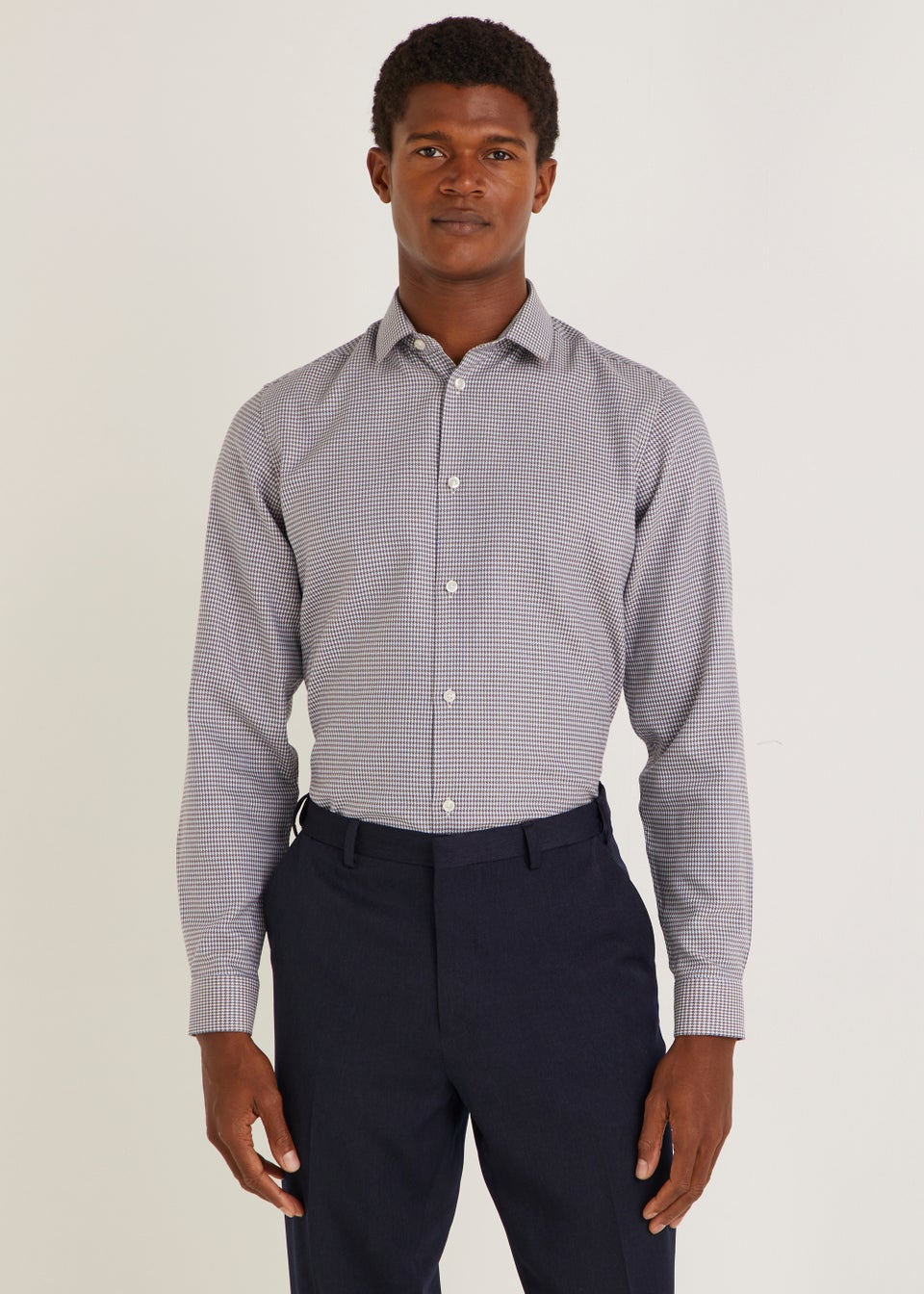 Taylor & Wright Navy Puppytooth Slim Fit Shirt