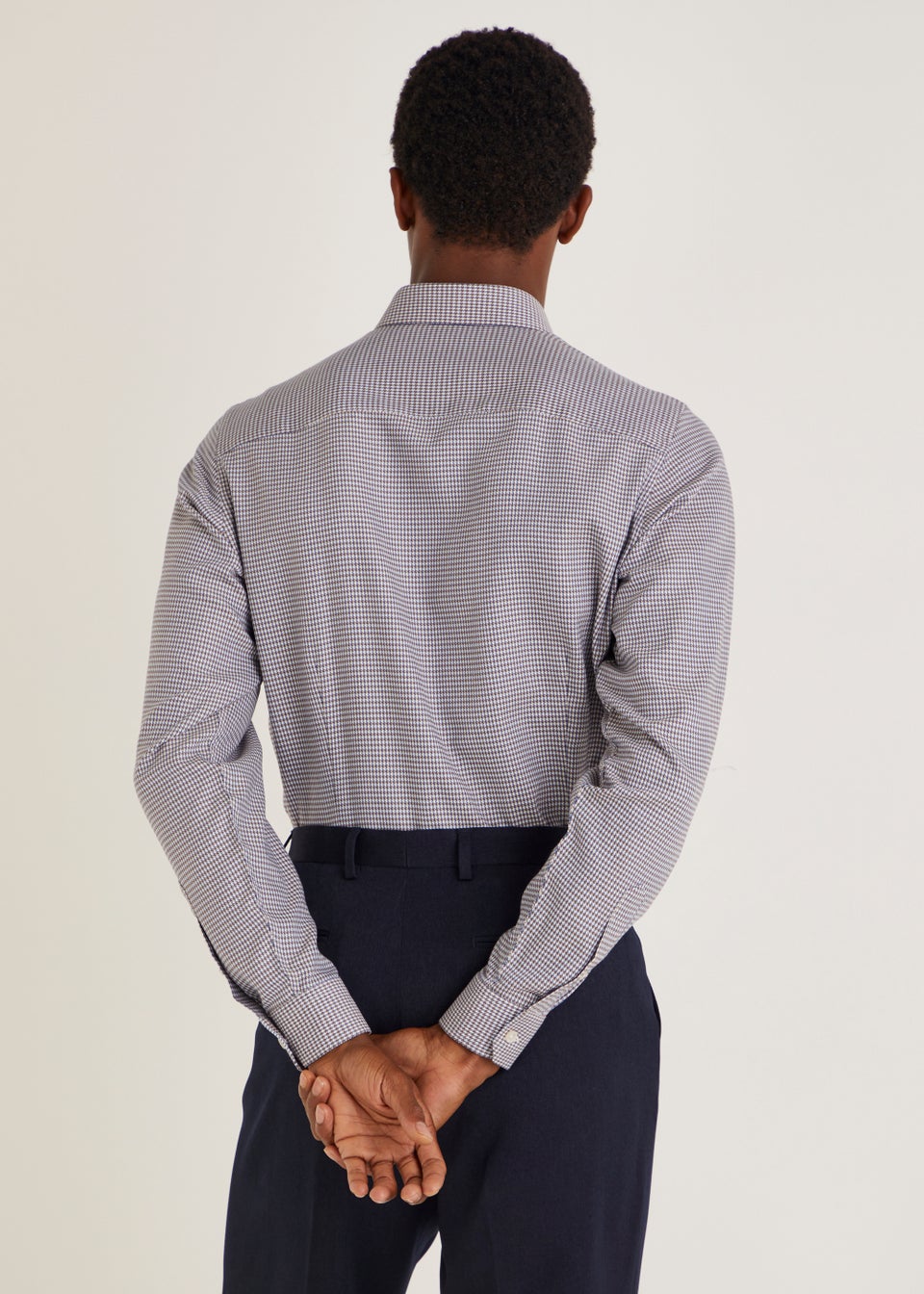 Taylor & Wright Navy Puppytooth Slim Fit Shirt
