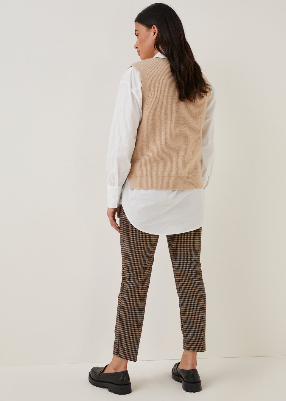 Brown Heritage Check Elastic Back Trousers