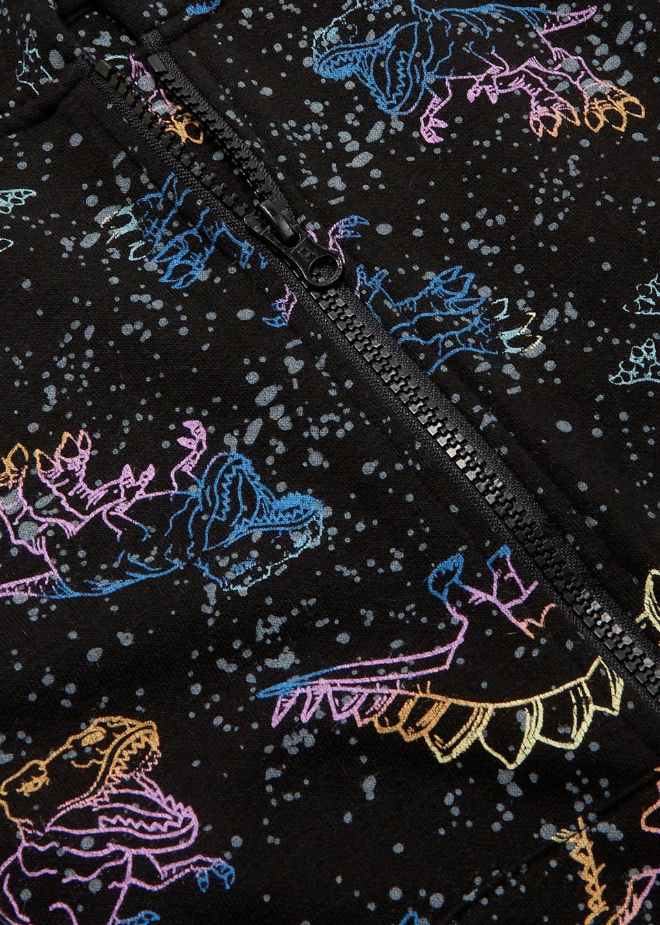 Boys Black Neon Dinosaur Onesie (4-13yrs)