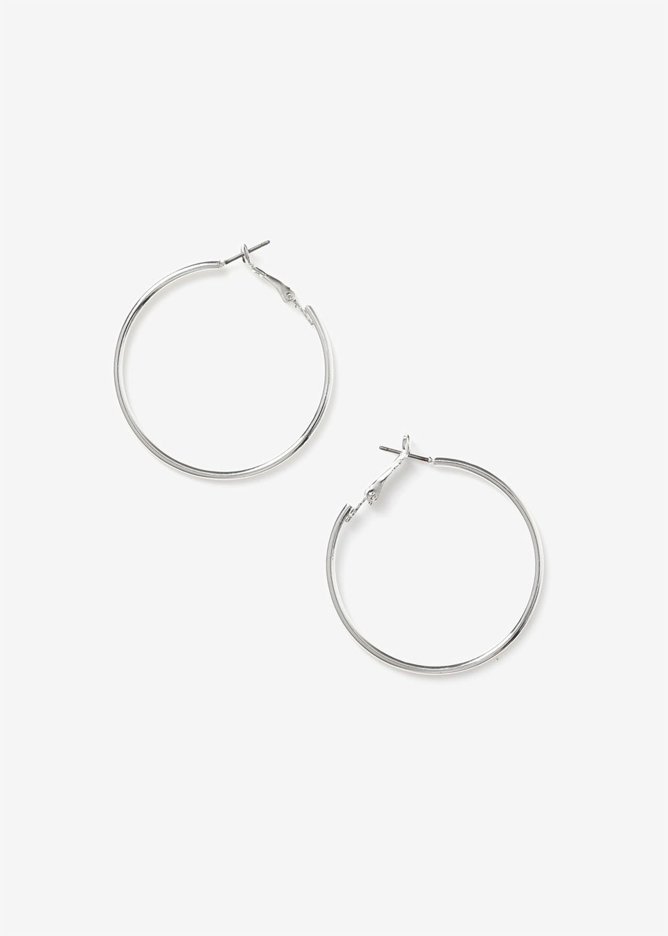 Silver Skinny Hoop Earrings - Matalan