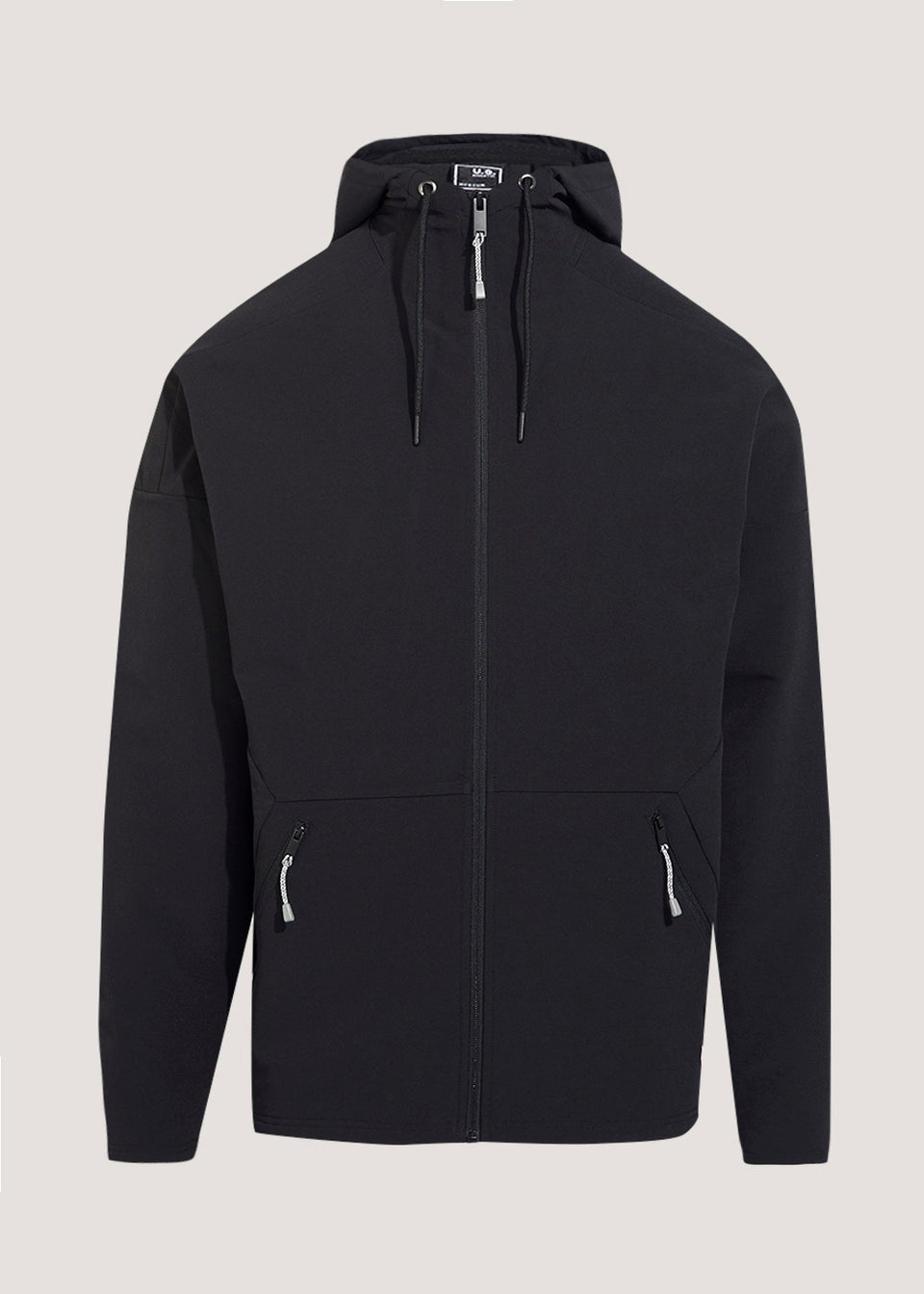 US Athletic Black Woven Zip Up Hoodie