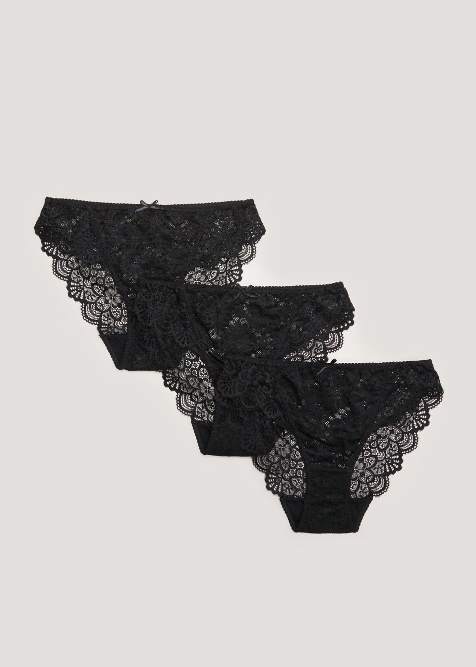 3 Pack Black Lace High Leg Knickers