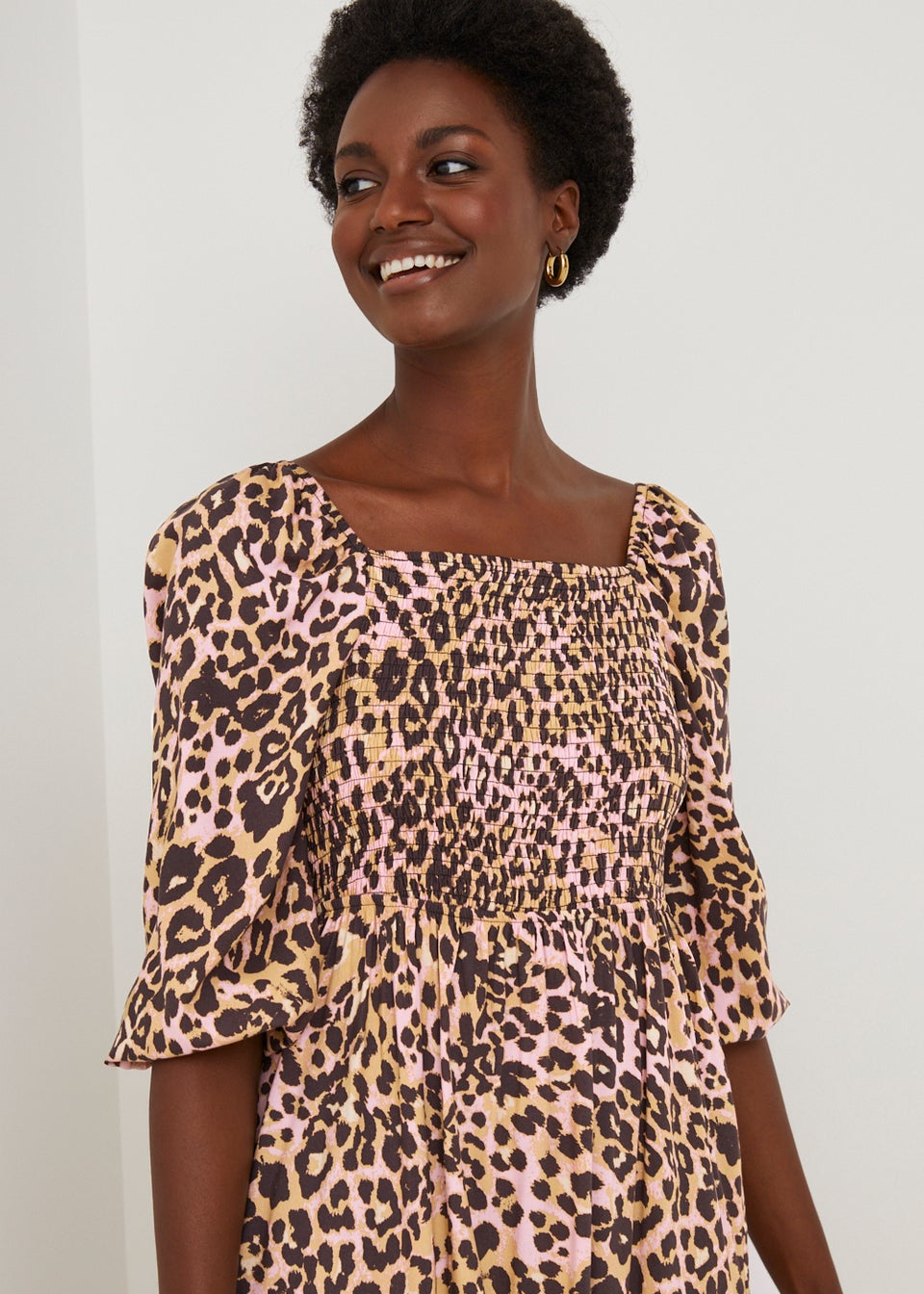 Pink animal deals print midi dress