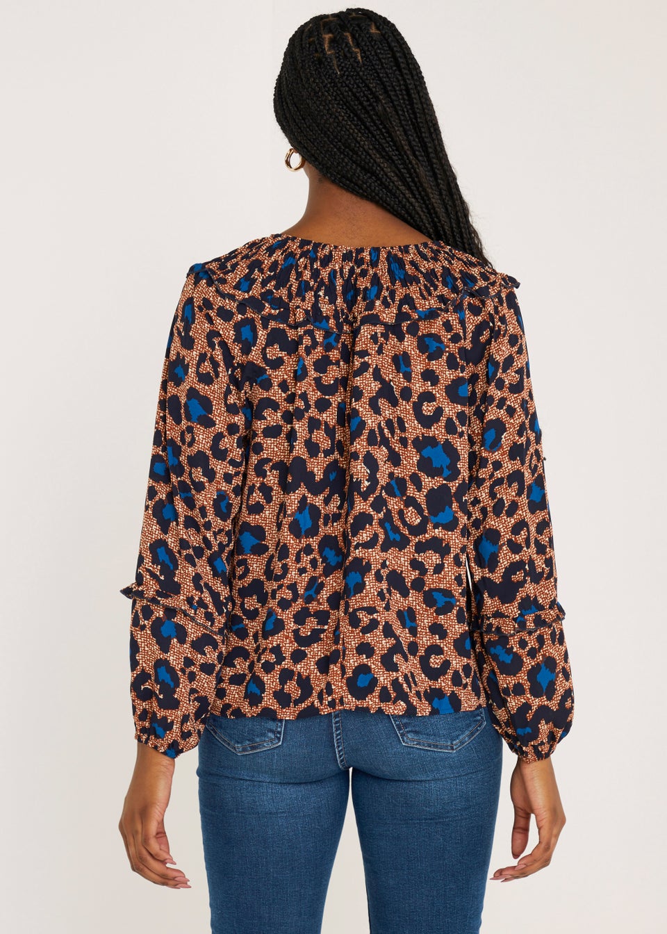 JDY Mocca Brown Animal Print Smock Top