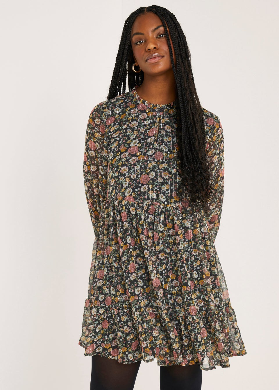 JDY Cody Black Floral Dress - Matalan