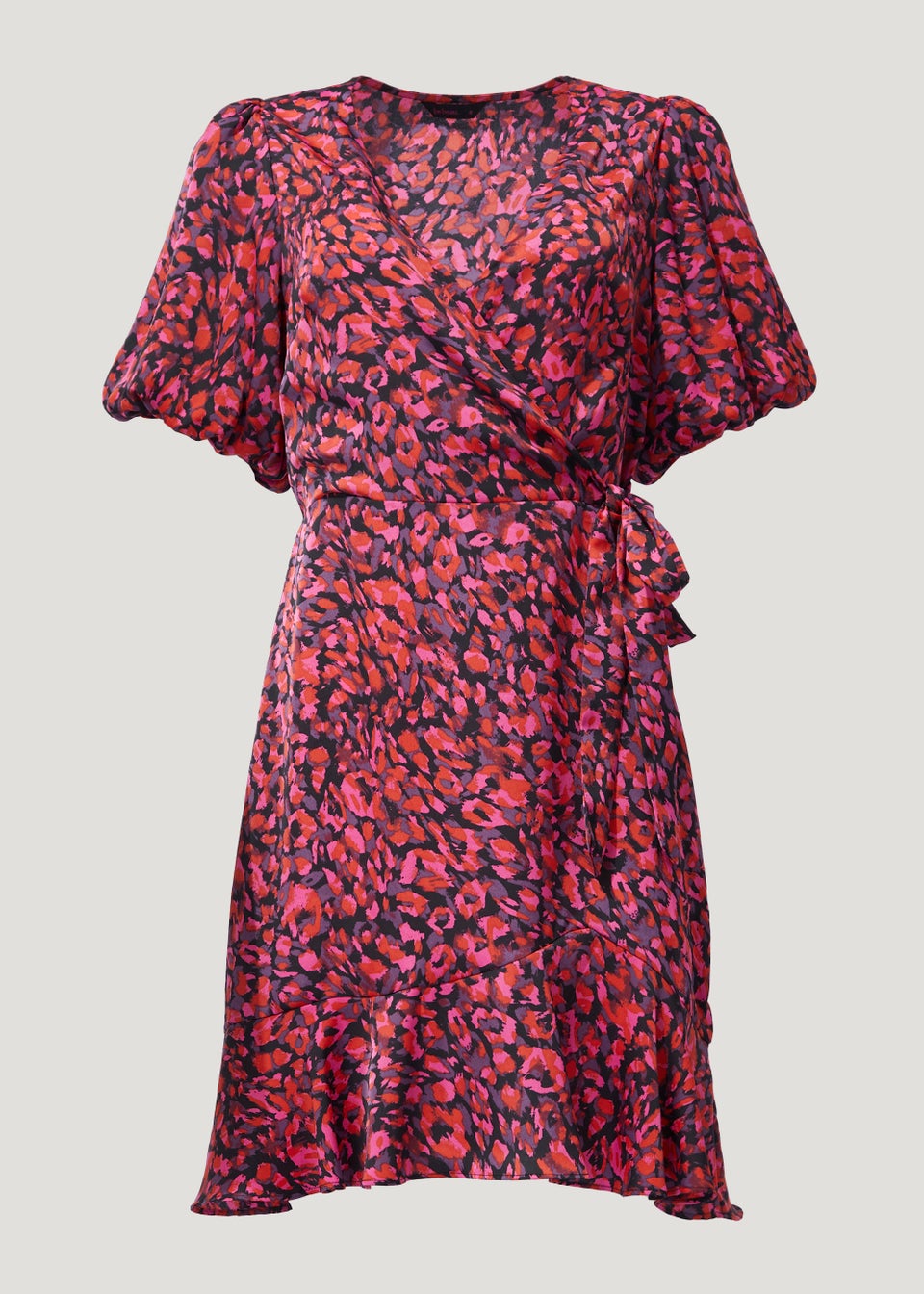 Be Beau Pink Leopard Print Frill Mini Dress