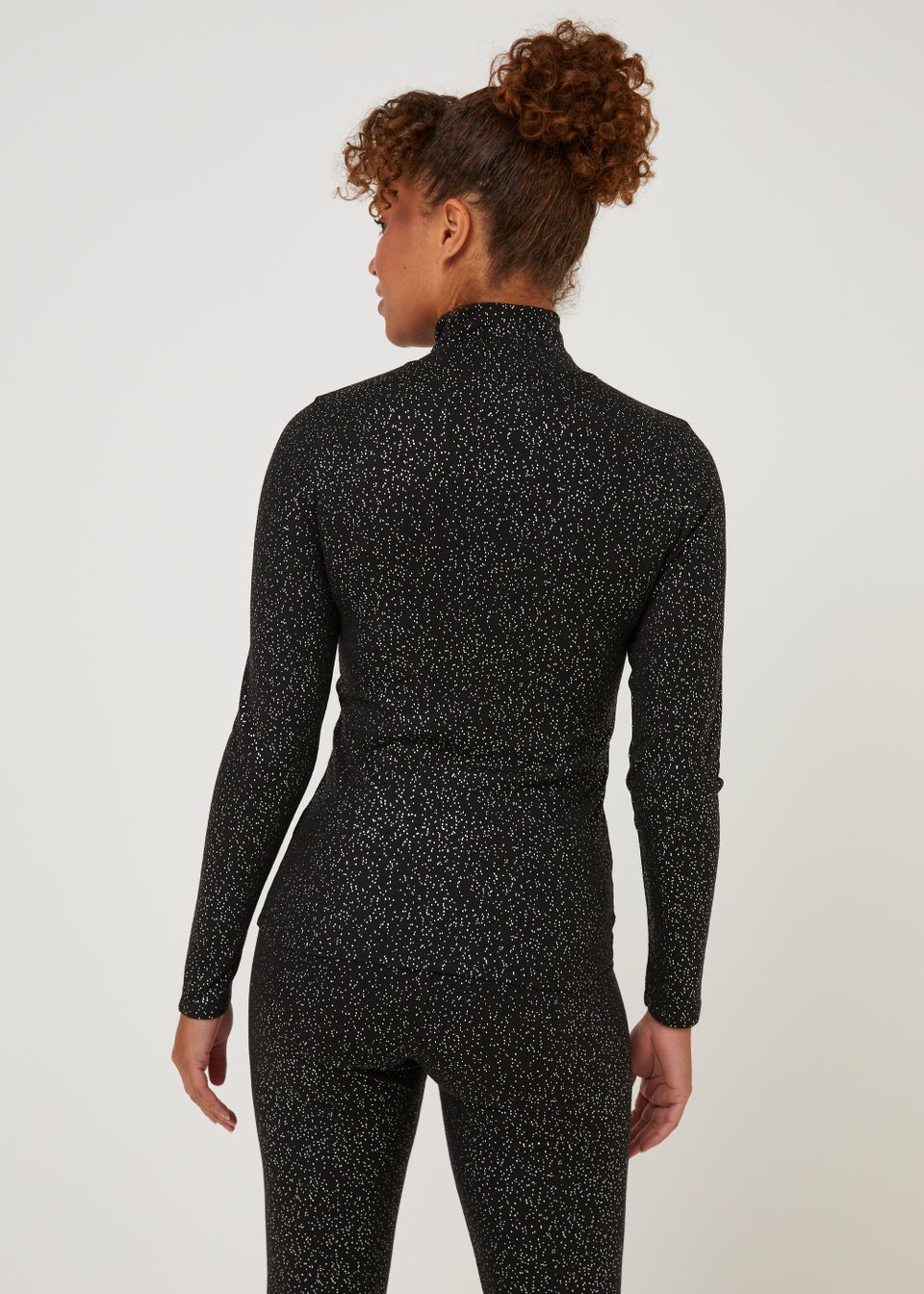 Black Thermal Roll Neck Top