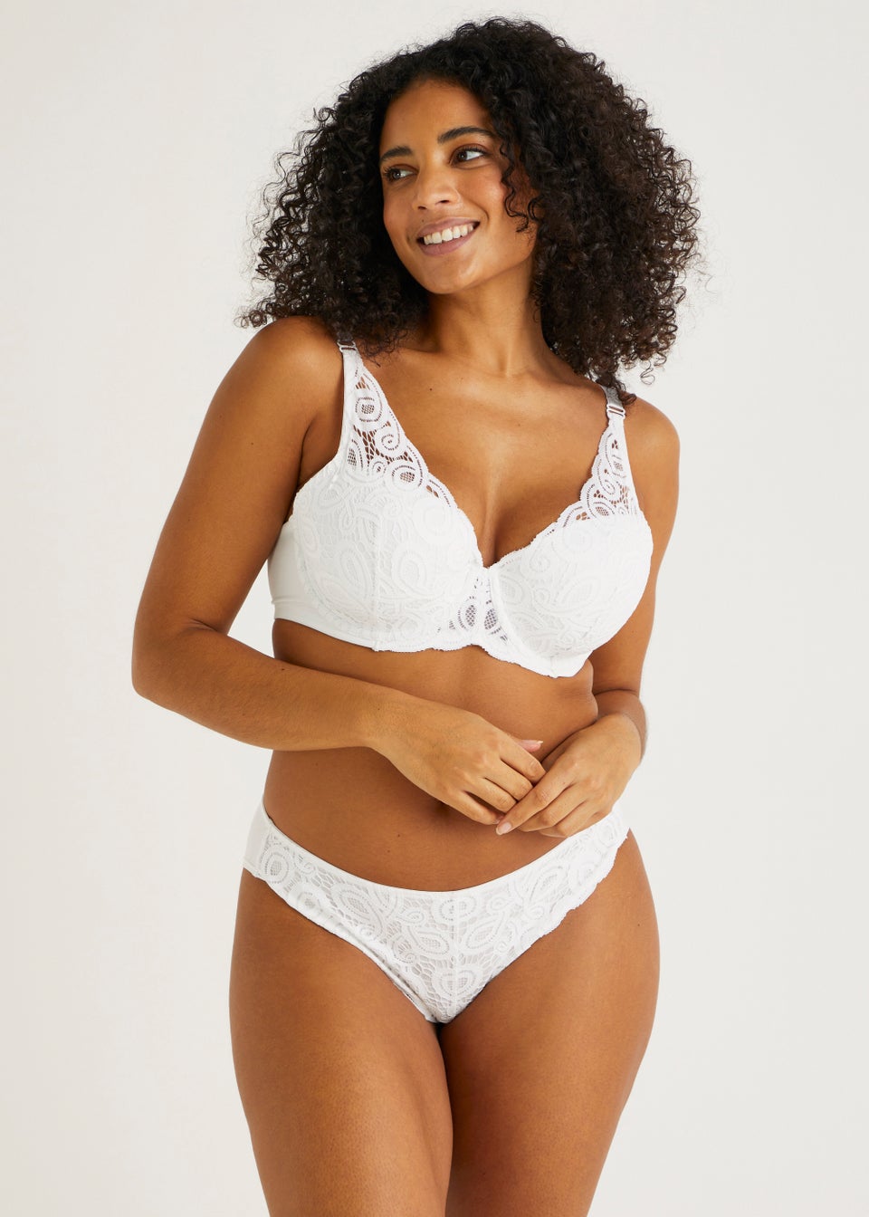White Non Wired Broderie Cross Over Bra - Matalan
