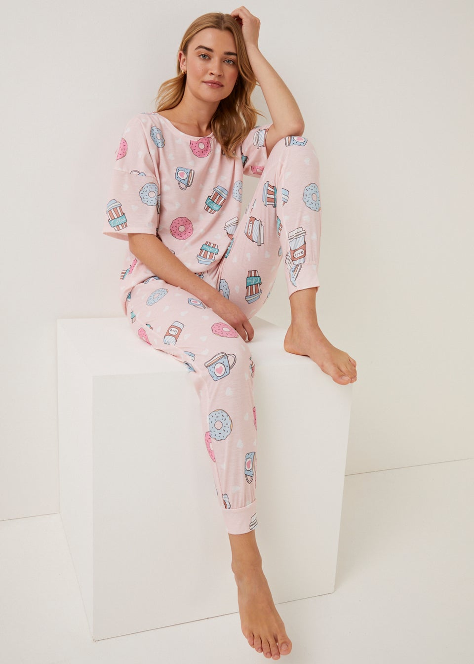 Pink Food Print Pyjama Set