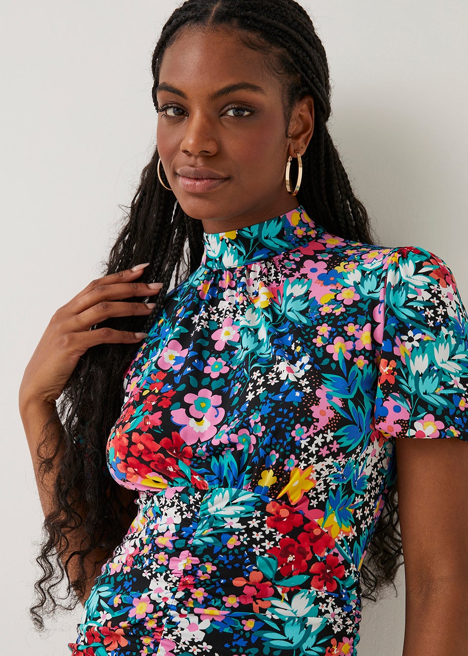 Missguided floral sale high neck dress