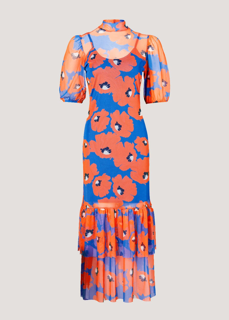 Be Beau Floral Mesh Midi Dress