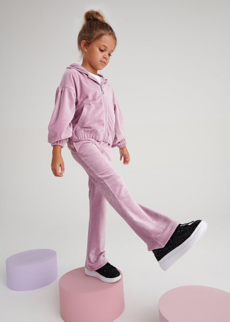 Girls Purple Velour Joggers 4 13yrs