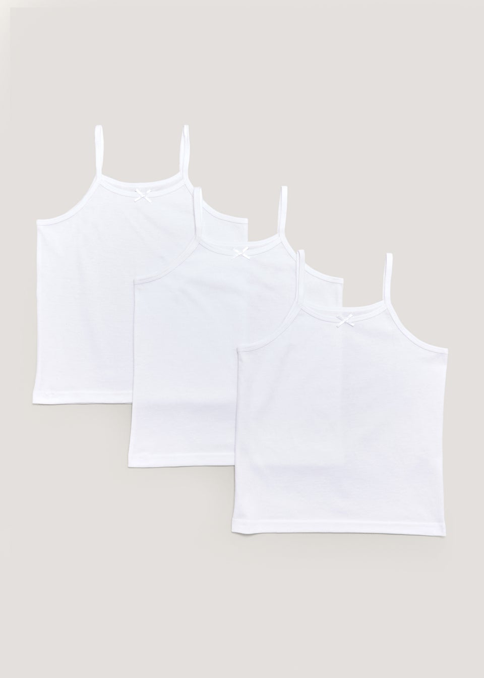 Girls 3 Pack White Cami Vests (2-13yrs)