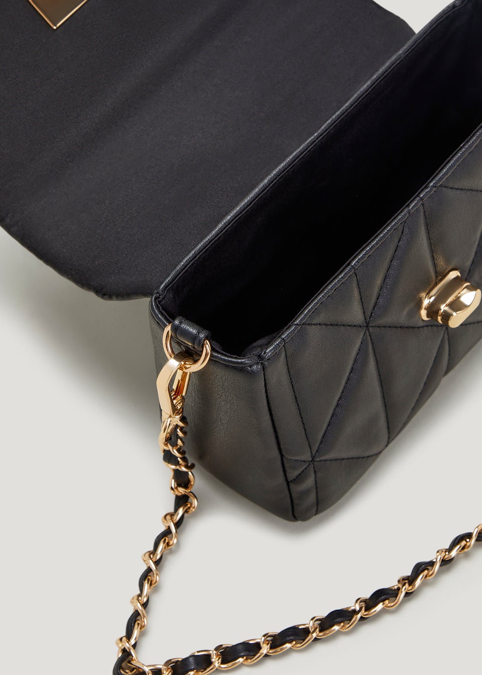 Black Quilted Handle Mini Bag