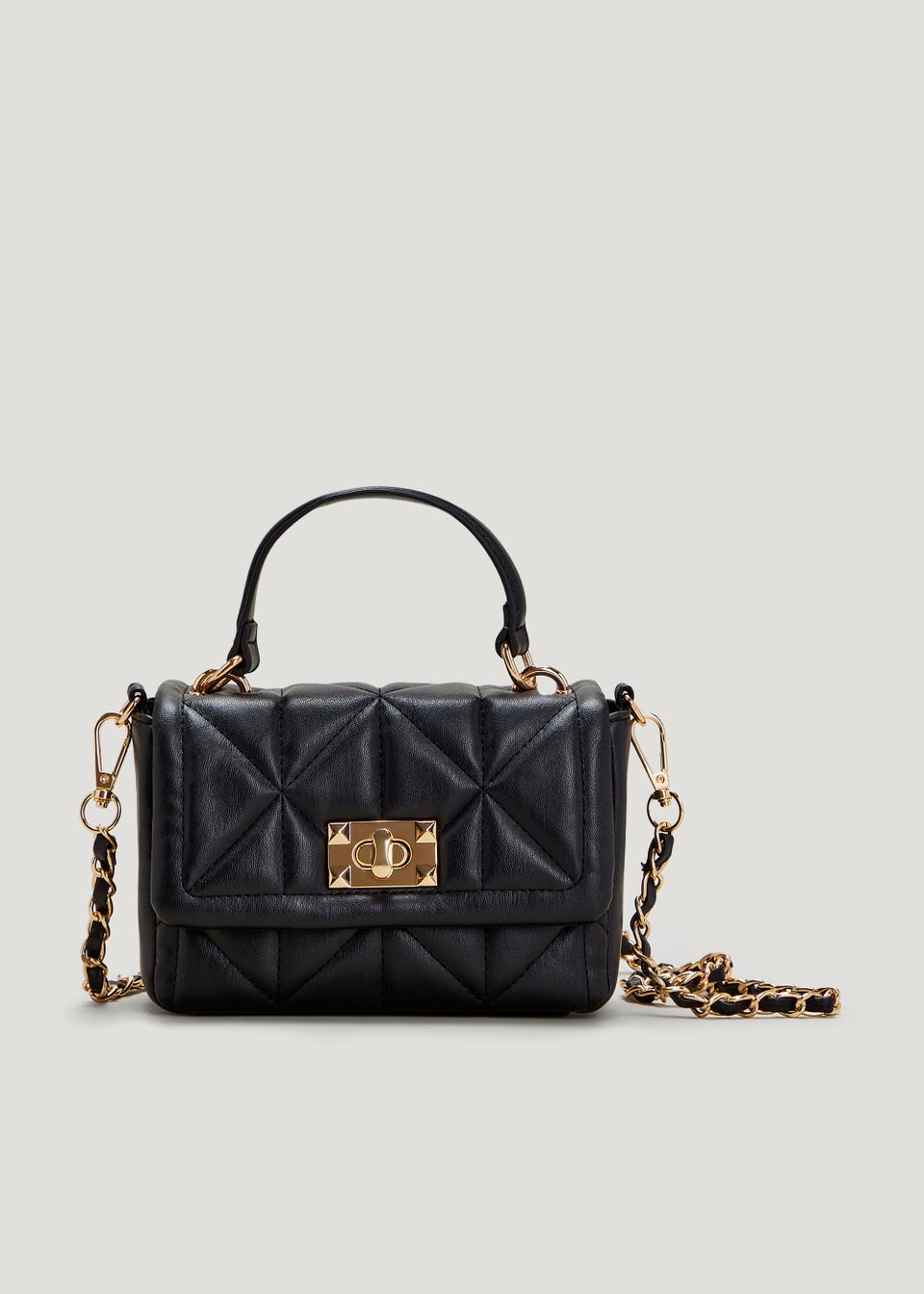 Black Quilted Handle Mini Bag