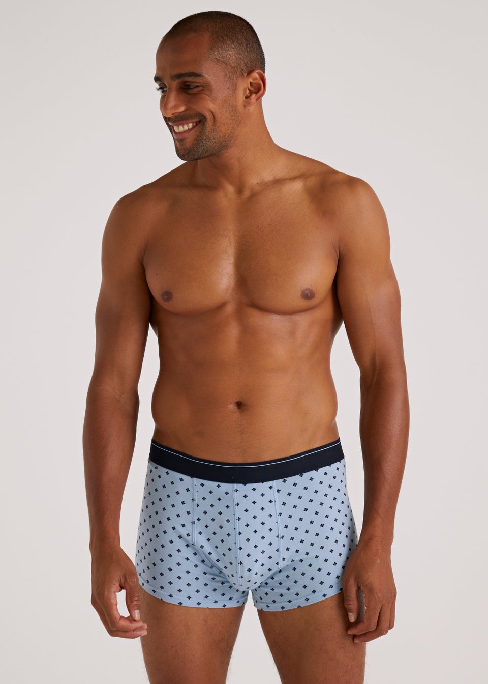 3 Pack Blue Plain & Print Modal Boxers