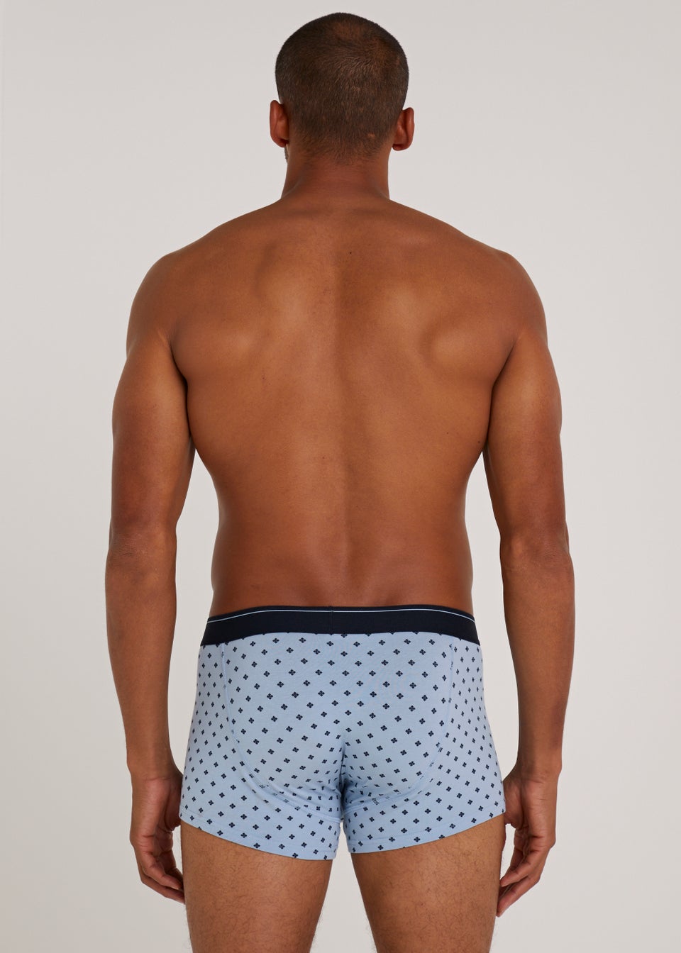 3 Pack Blue Plain & Print Modal Boxers Matalan