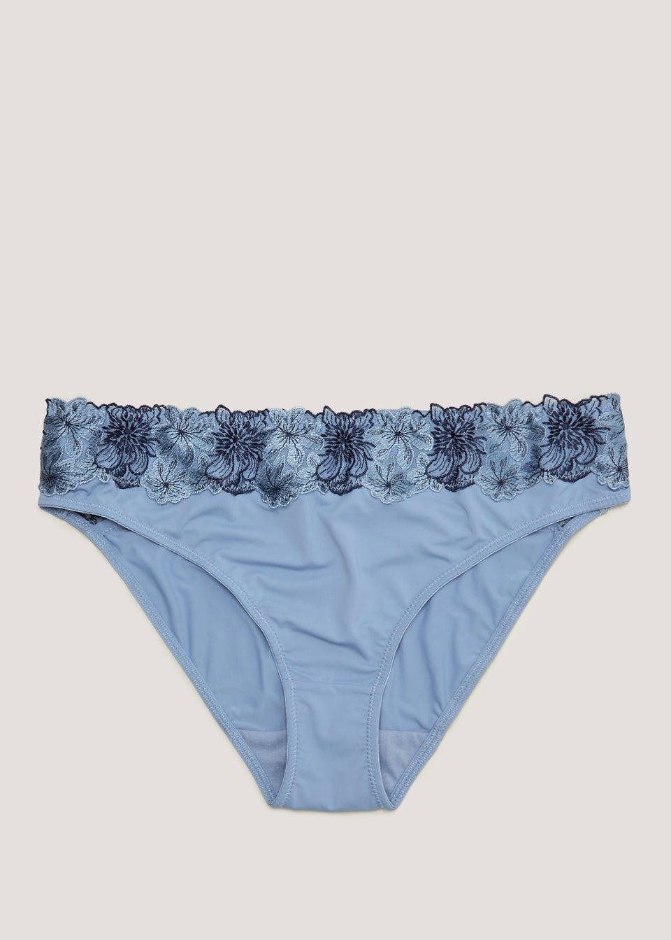 Blue Floral Micro Embroidery High Leg Knickers
