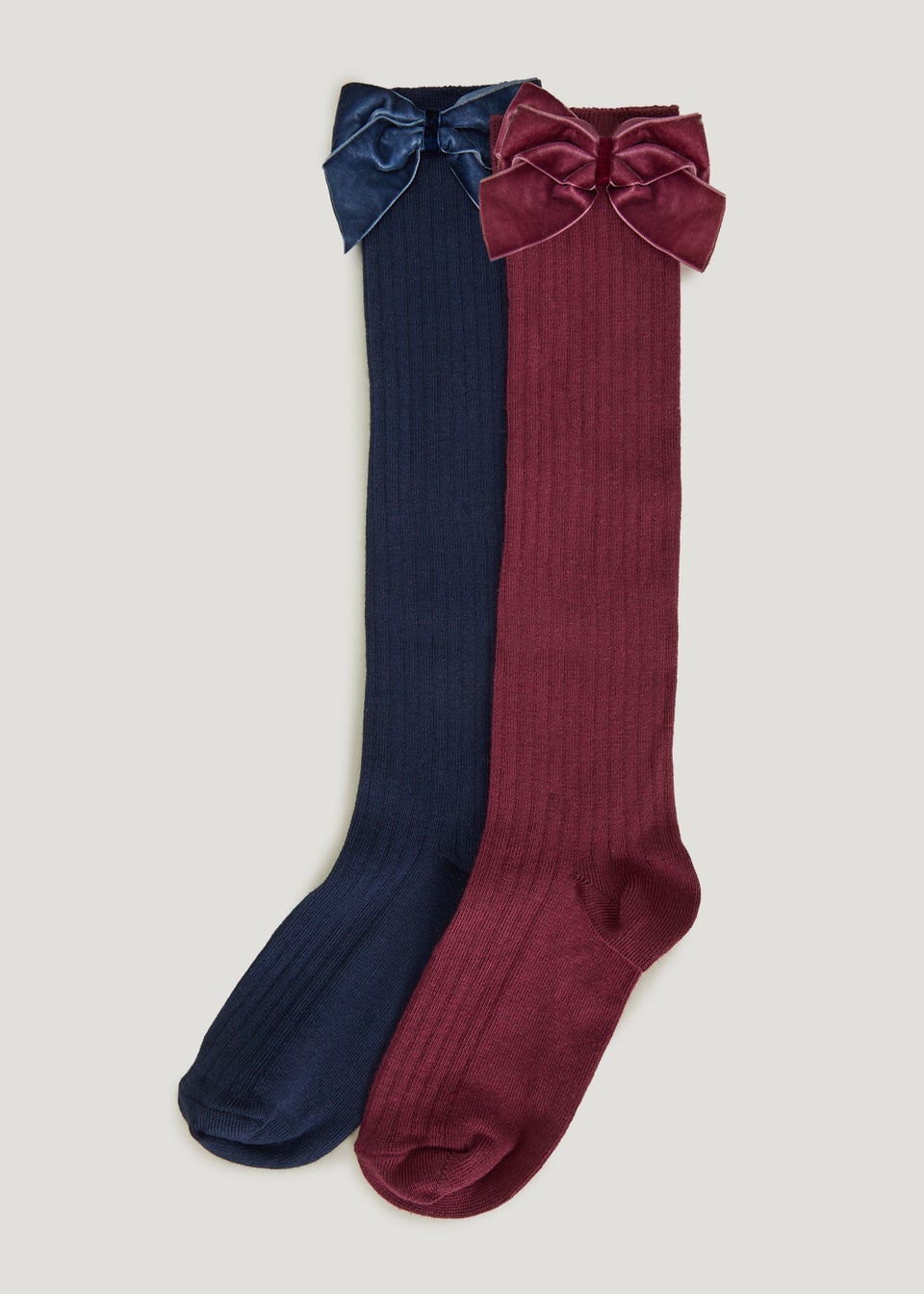 Girls 2 Pack Bow Knee Socks (Younger 6 -Older 5.5)