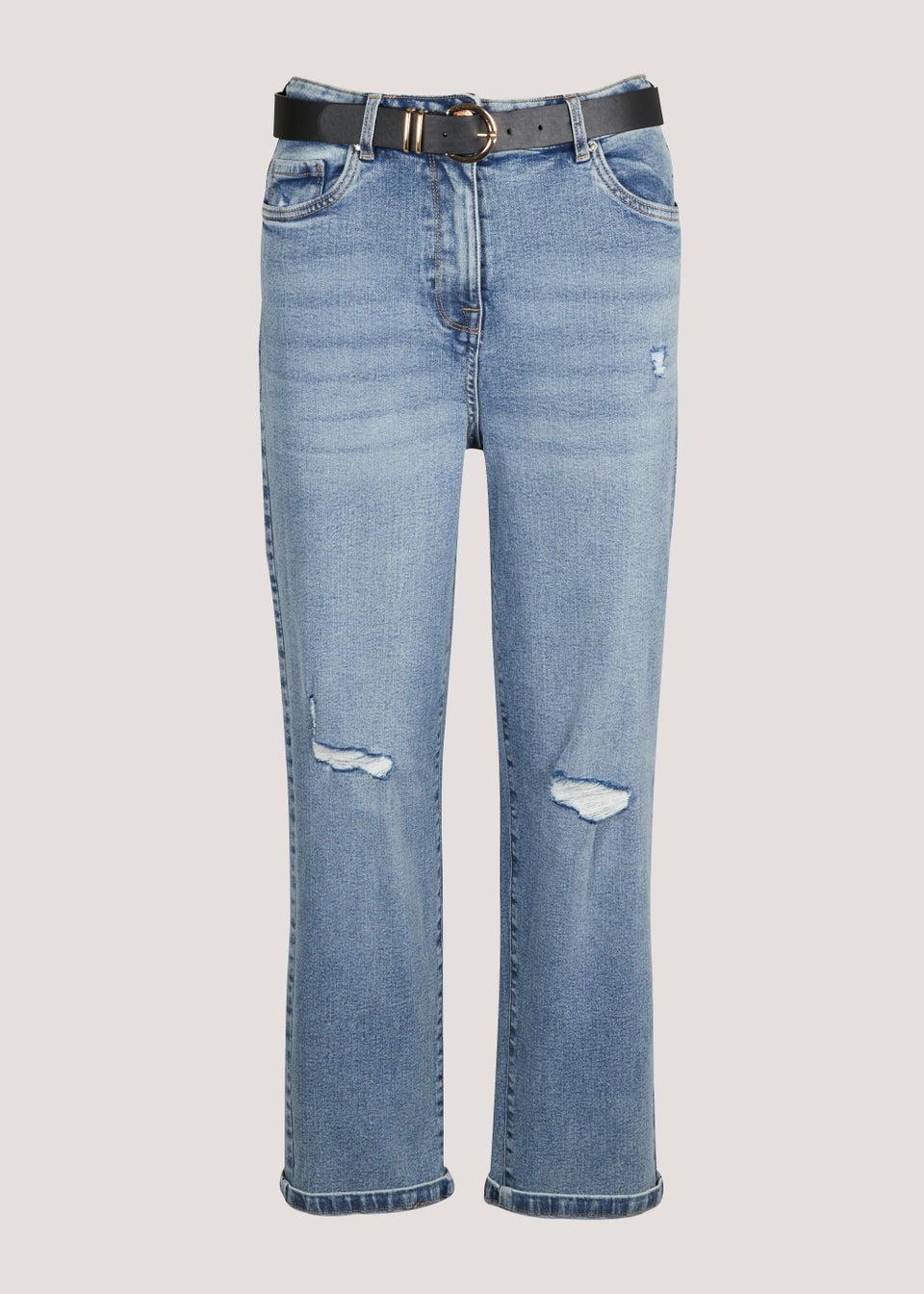 Ava Mid Wash Ripped Mom Jeans Matalan