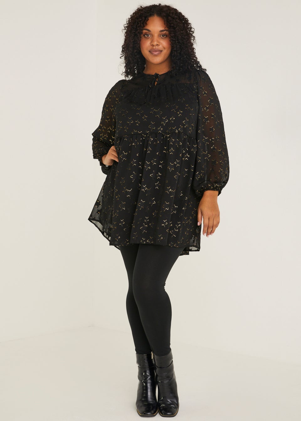 Papaya Curve Black Star Tunic Dress