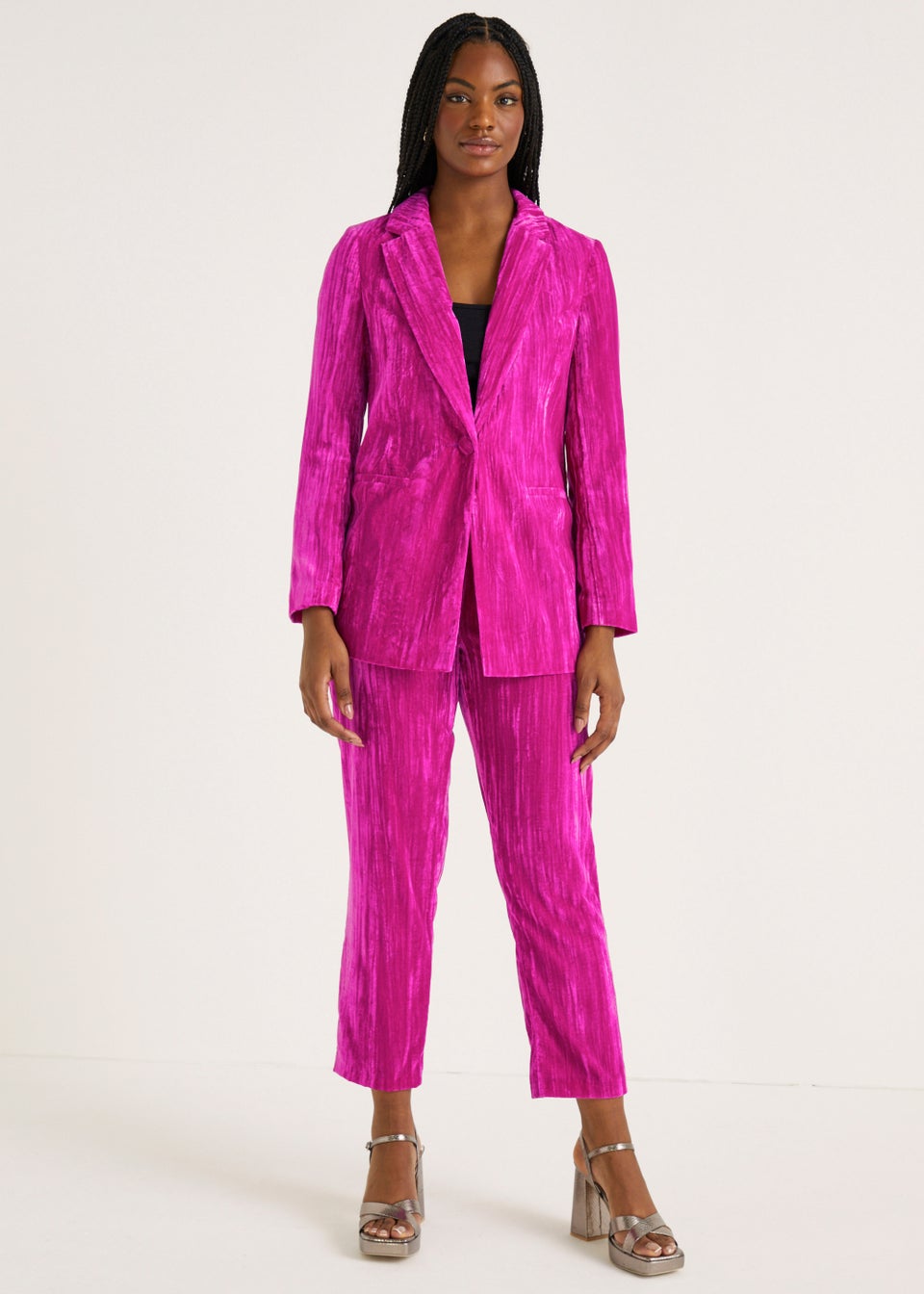 ATTENTIF PARIS LADIES Hot Pink Velvet Trouser Single Breasted Suit Size 12  £45.00 - PicClick UK