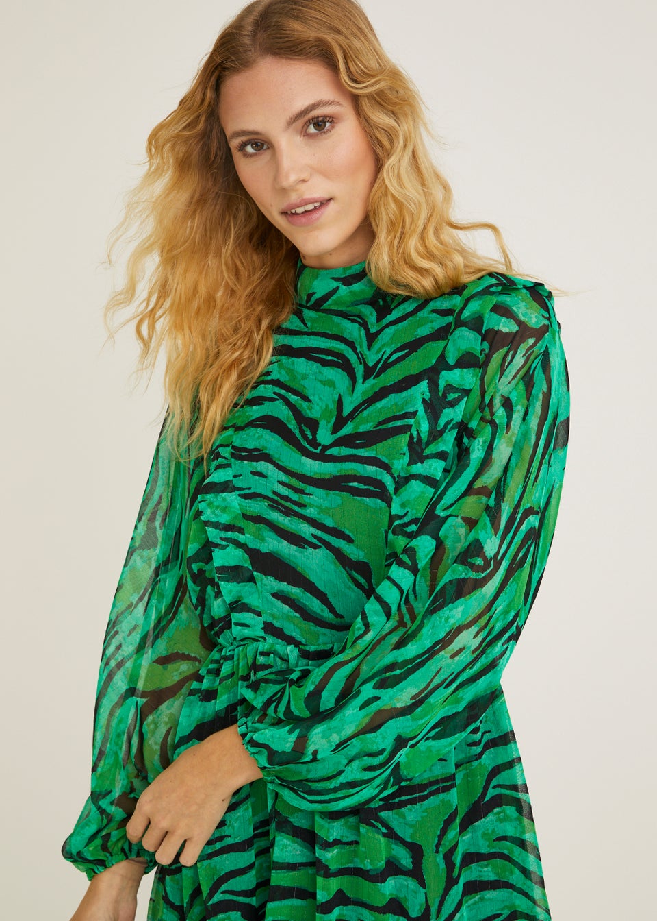 Green and black zebra print dress sale