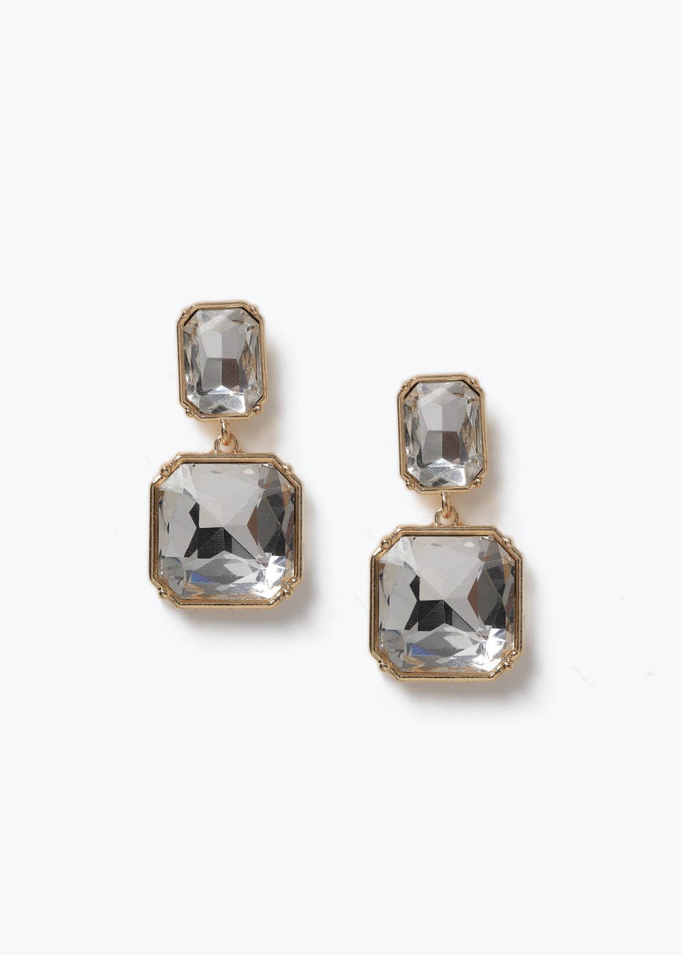 Clear Square Drop Earrings