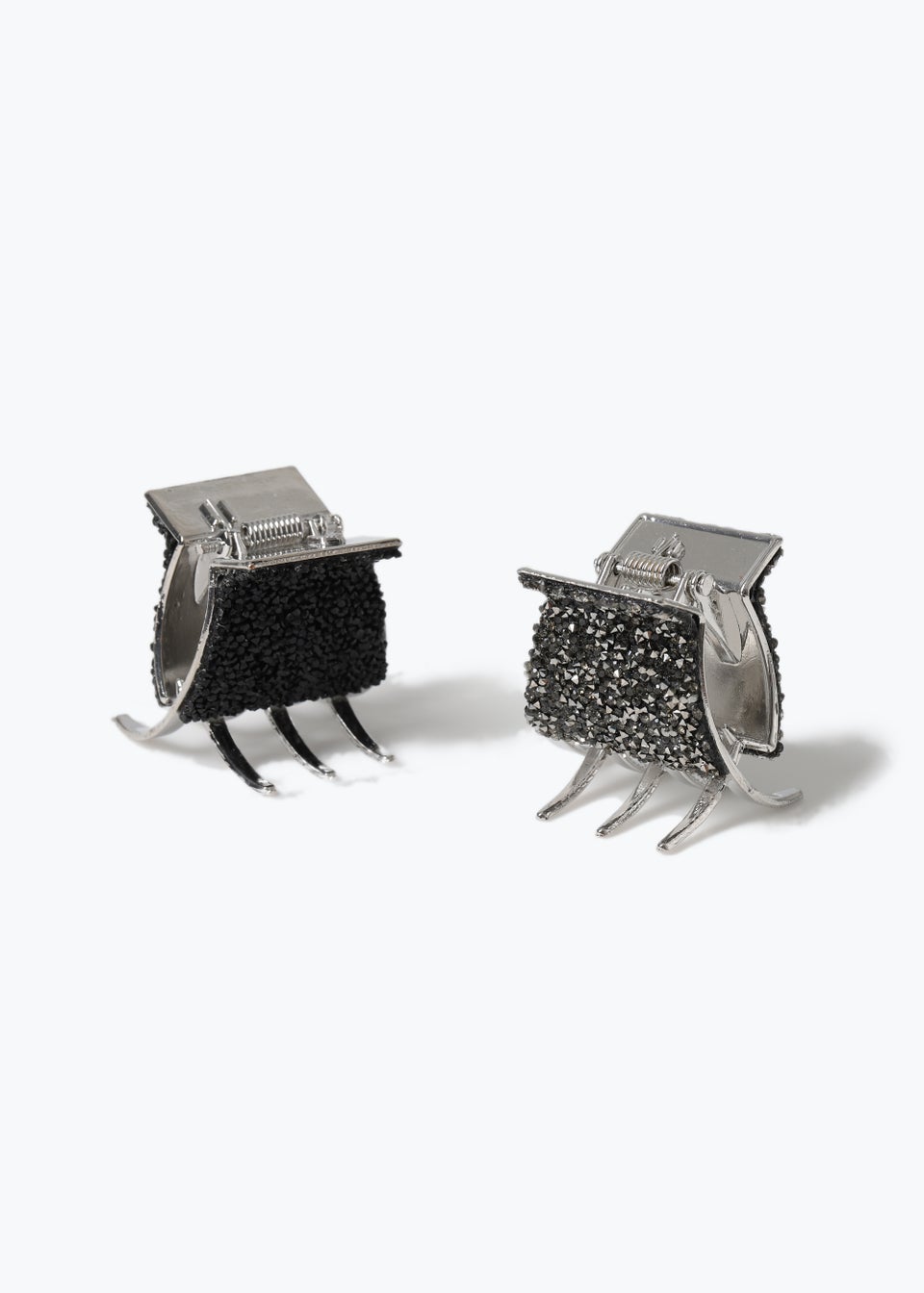 2 Pack Black & Gold Crystal Mini Hair Claws