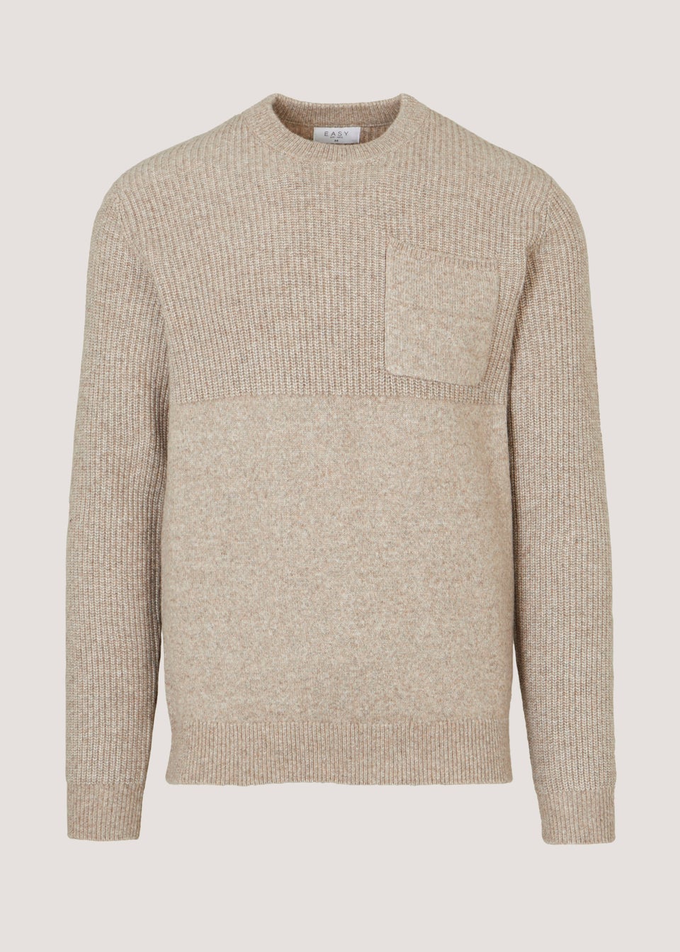 Stone Textured Pocket Crew Neck Jumper