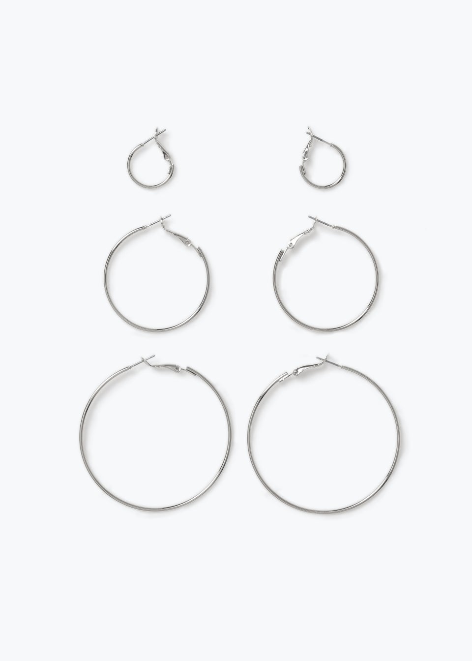 3 Pack Skinny Gradual Hoop Earrings