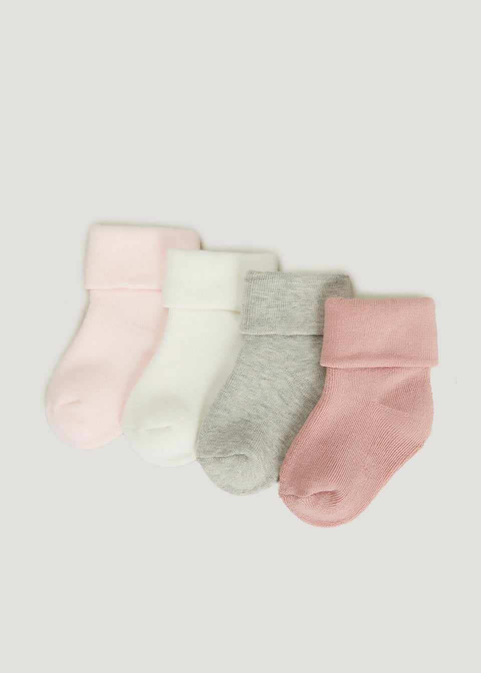 Unisex 4 Pack Pink Terry Tot Baby Socks (Newborn-12mths)