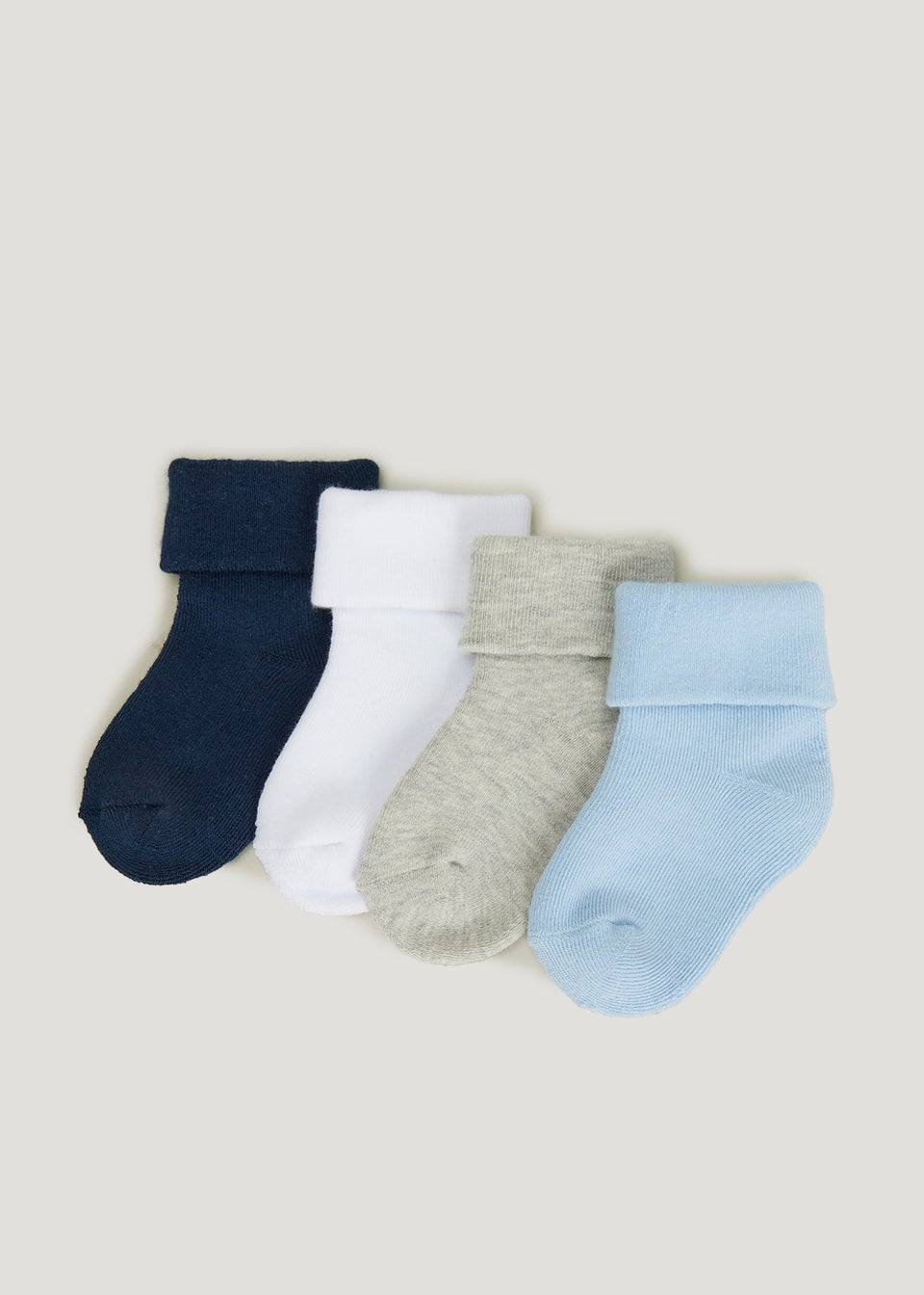 4 Pack Blue Terry Tot Baby Socks (Newborn-12mths)