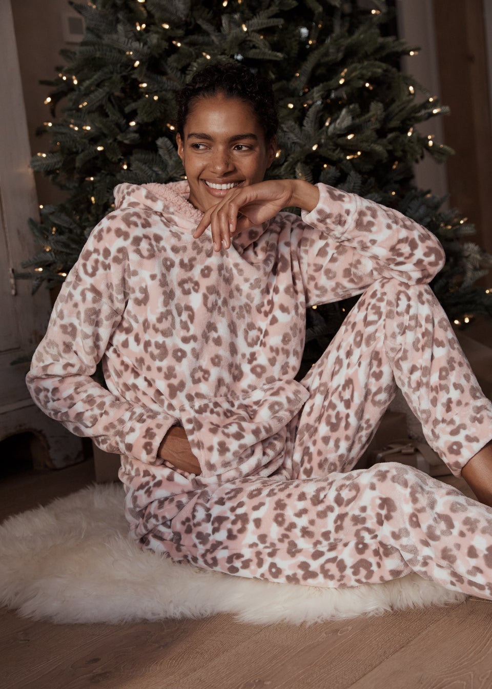 Pink Animal Print Twosie Pyjama Set Matalan