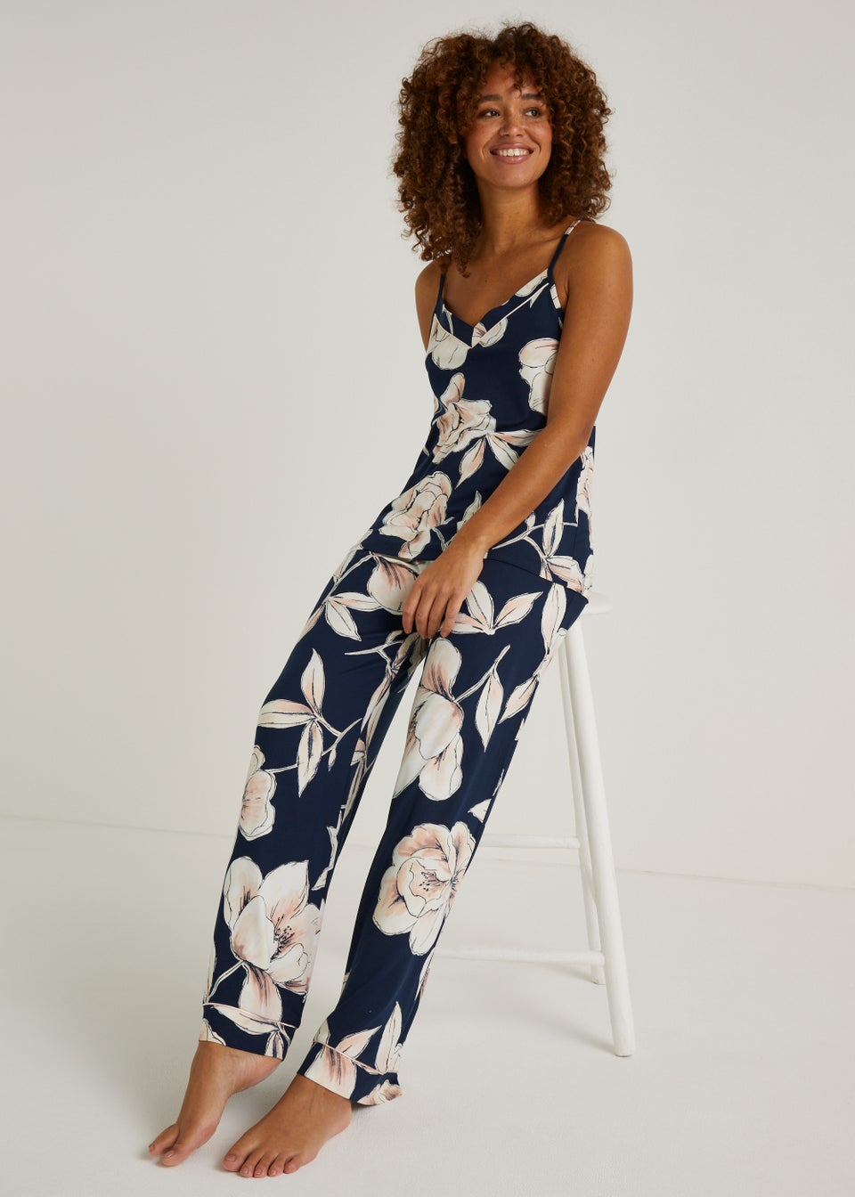 Navy Floral Pyjama Bottoms