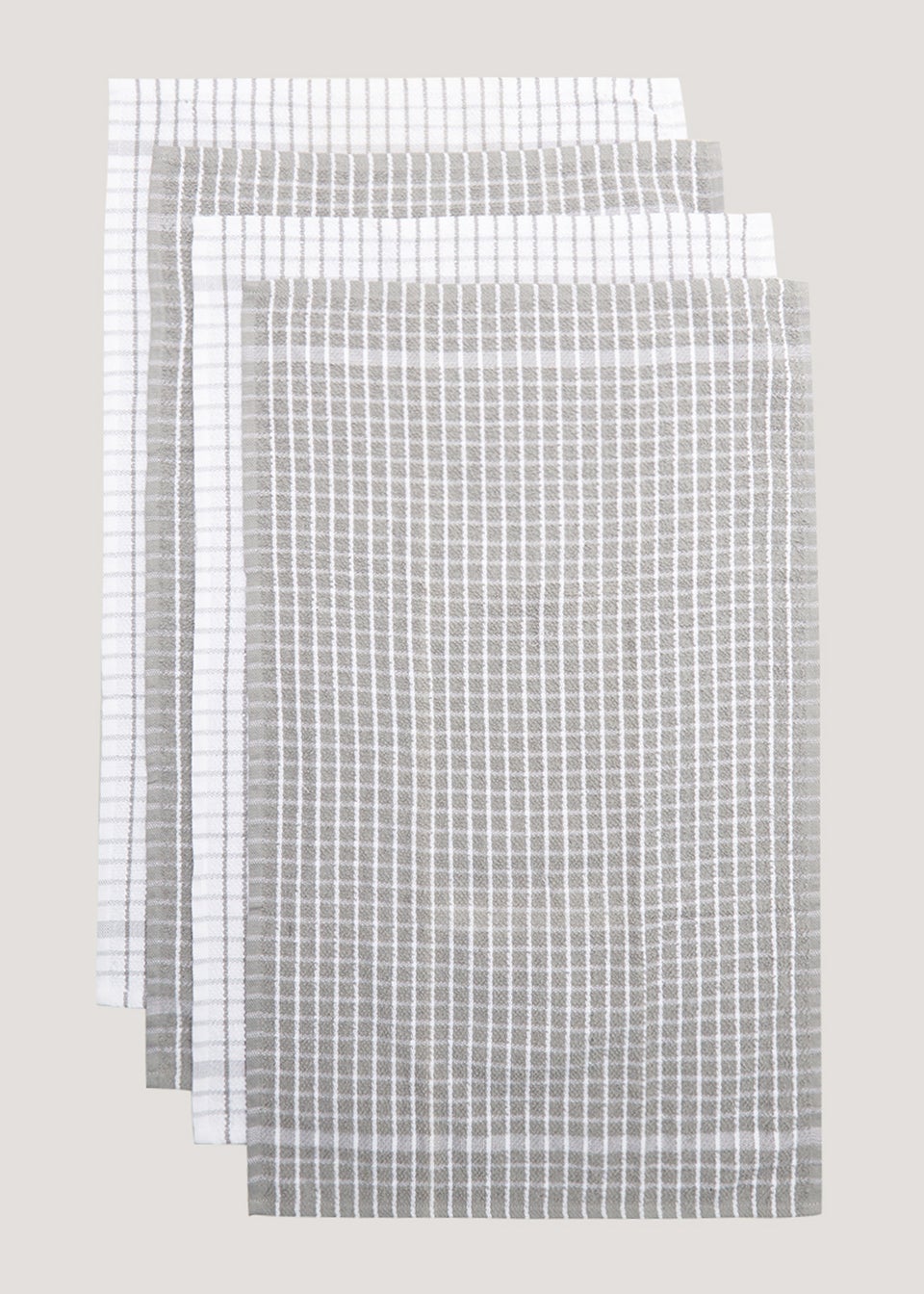 4 Pack Grey Check Terry Tea Towels (60cm x 45cm)