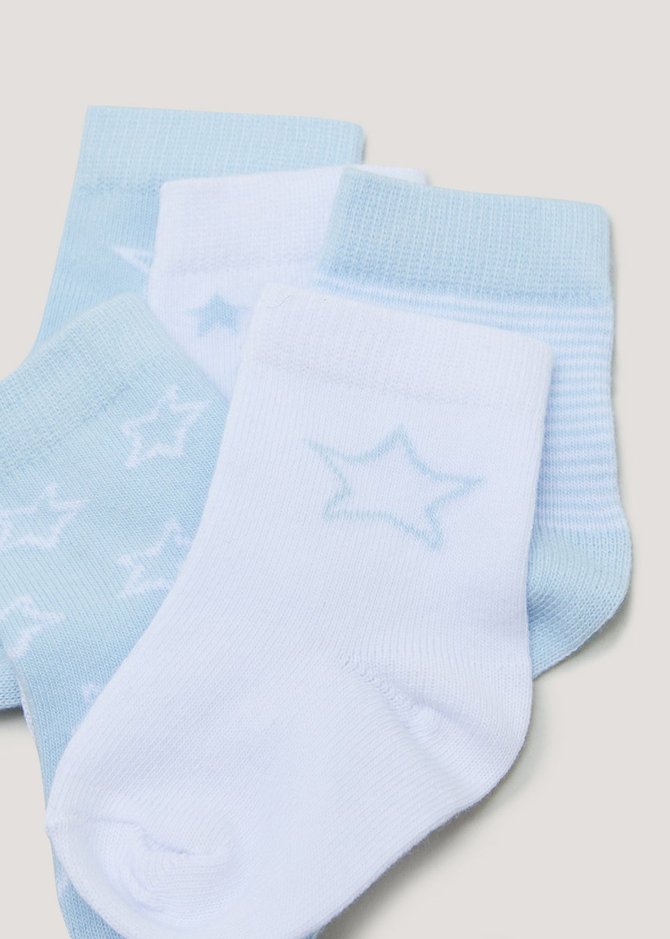 5 Pack Blue & White Star Baby Socks (Newborn-12mths)