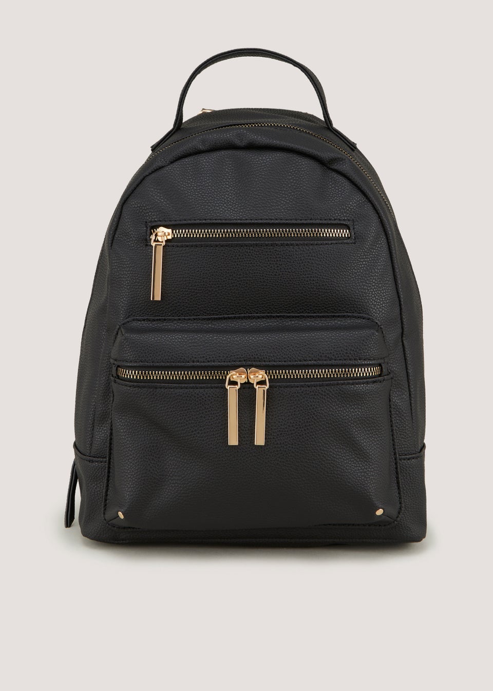Black PU Quilted Backpack