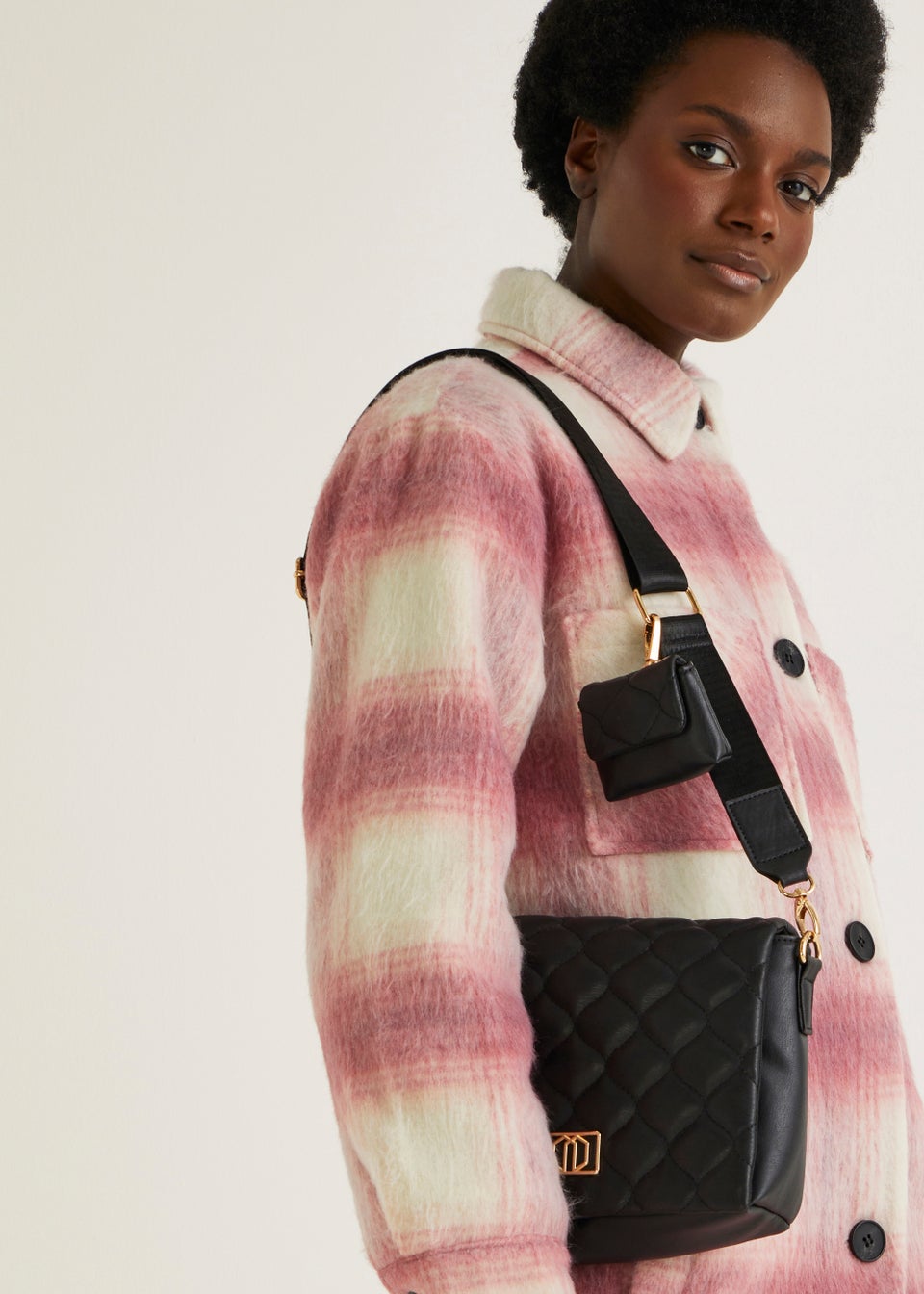 Black Quilted Crossbody Bag Matalan